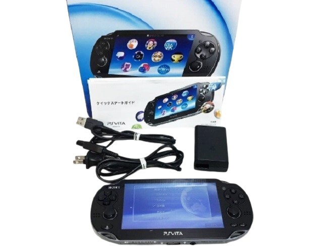 SONY PS Vita PCH-1100 AB02 Black Wi-Fi 3G Console w/Box Charger from JAPAN