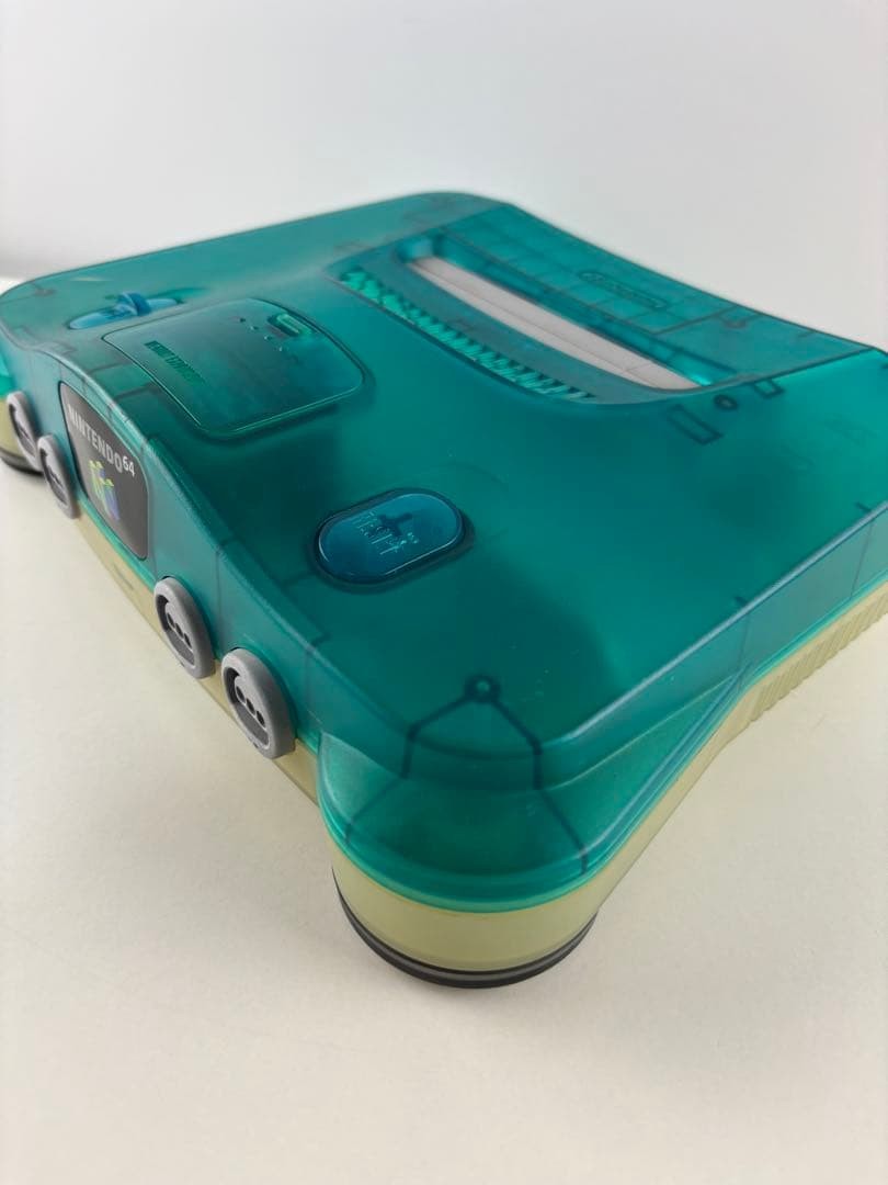 Nintendo 64 Clear Blue Console Set Tested Controller AV Power Adapter JP