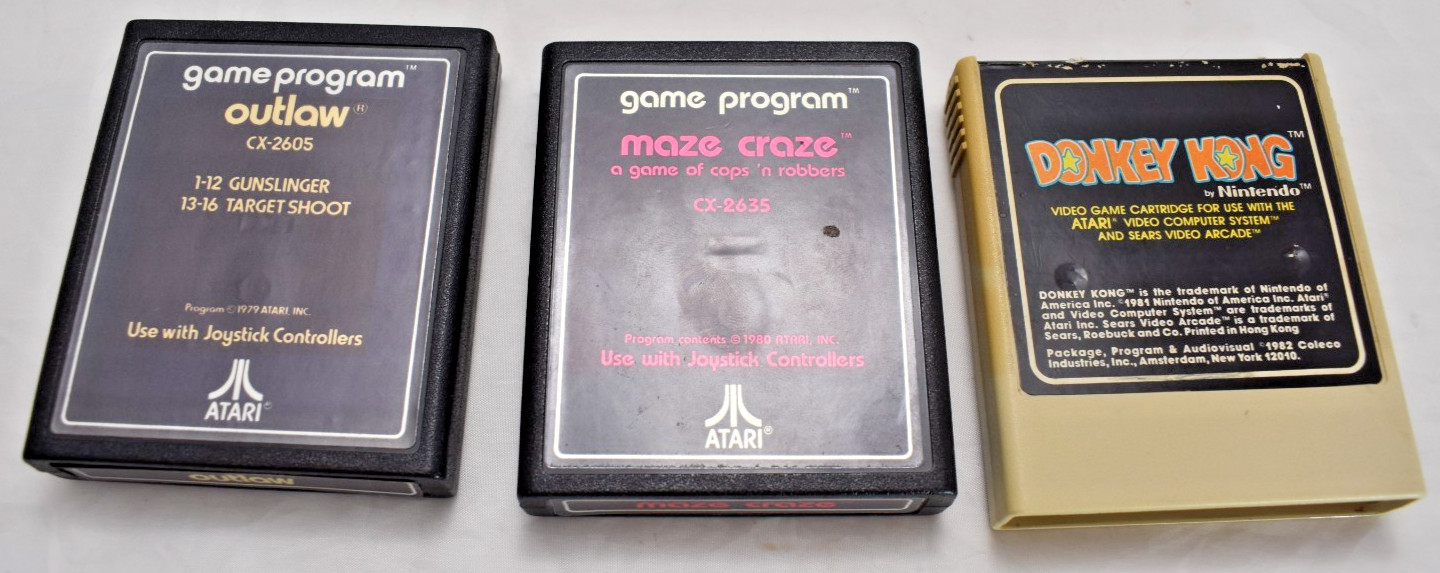 Atari 2600 4 Switch RCA A/V Mod Console 3 Games 2 Joysticks Bundle