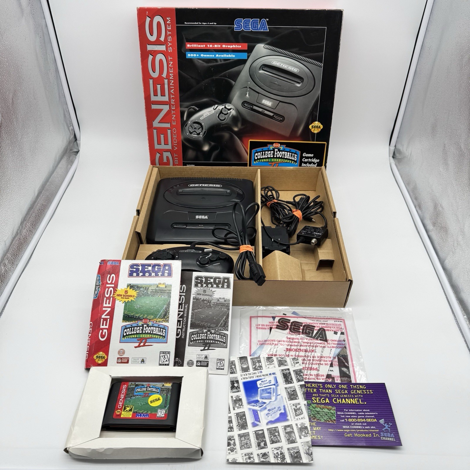 SEGA Genesis Bundle Box Console 16-Bit College Football II Game Tested MK-1631