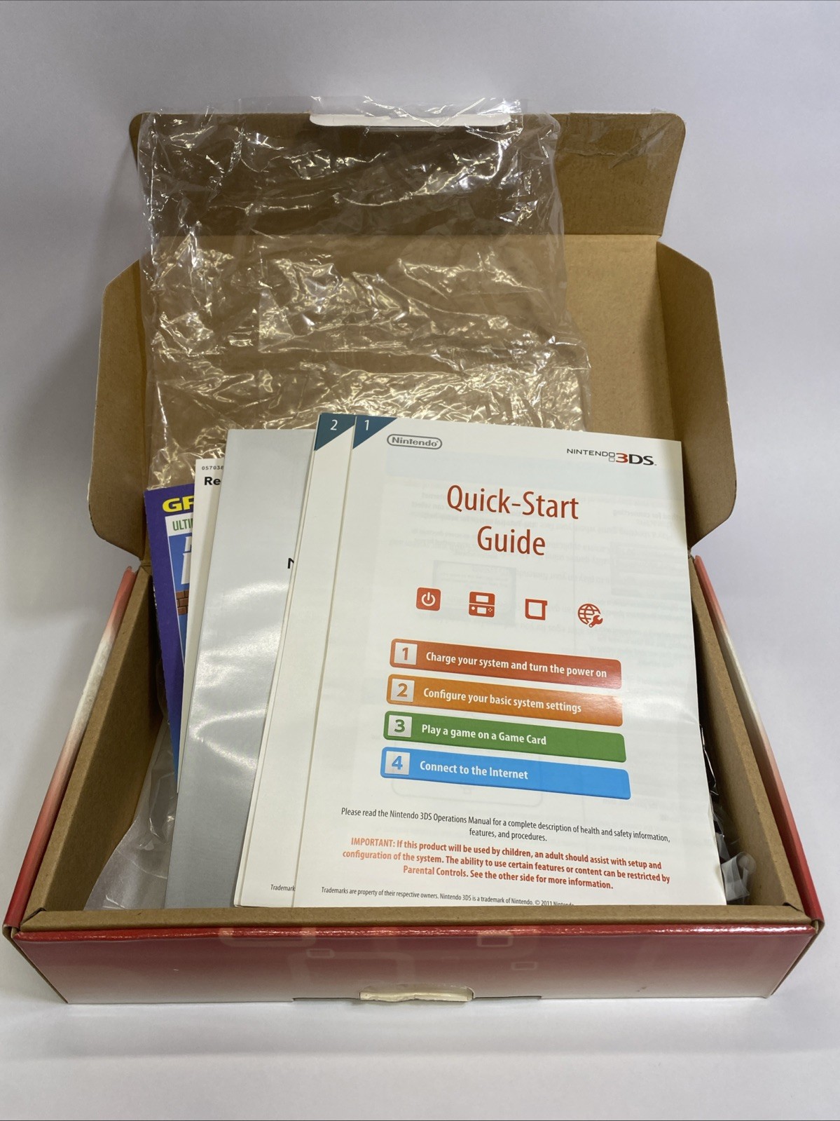 Nintendo 3DS Flame Red BOX ONLY with Operation Manual