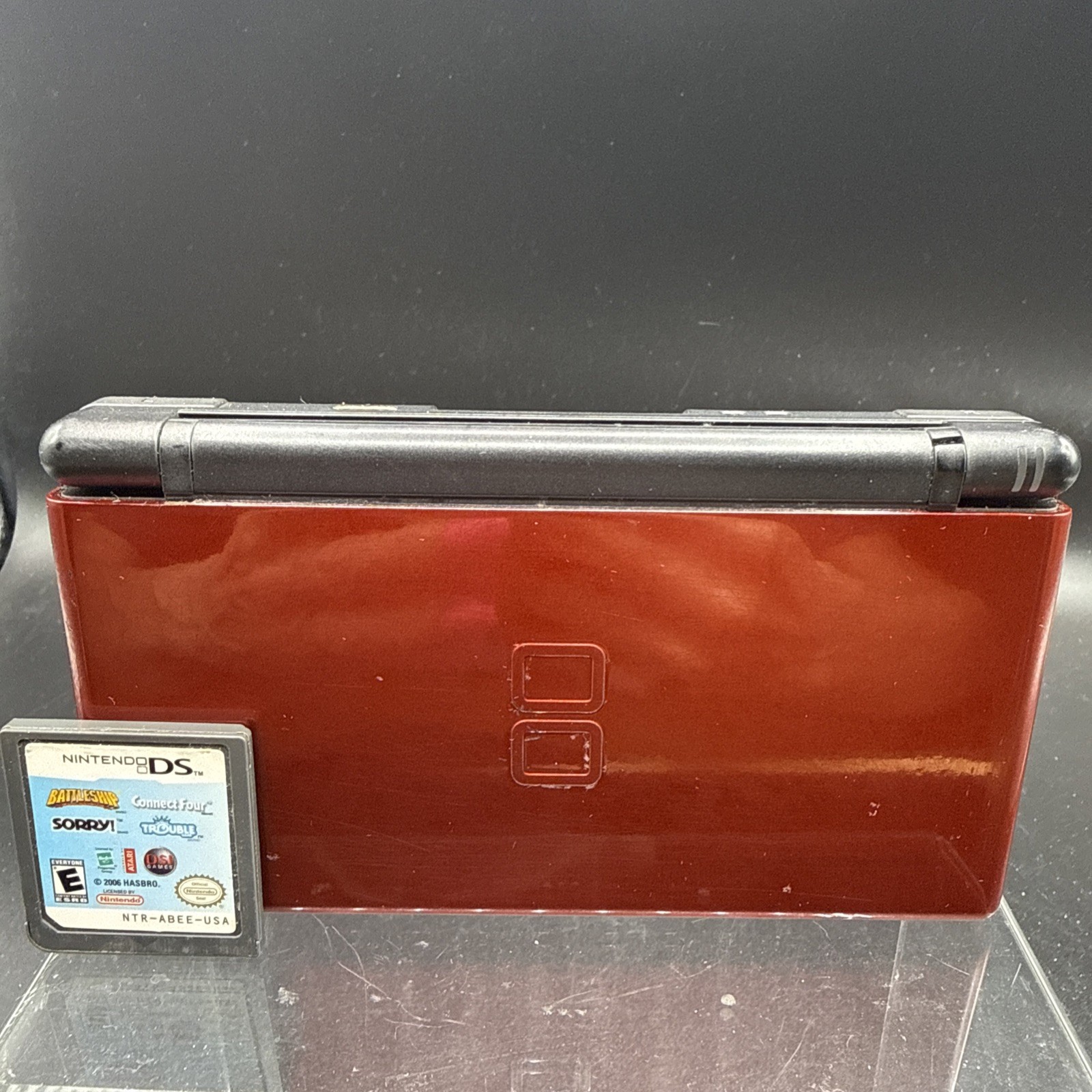 Nintendo DS Lite-Red Handheld Gaming Sys Charger & 1 game SM SCRATCH ON SCREEN