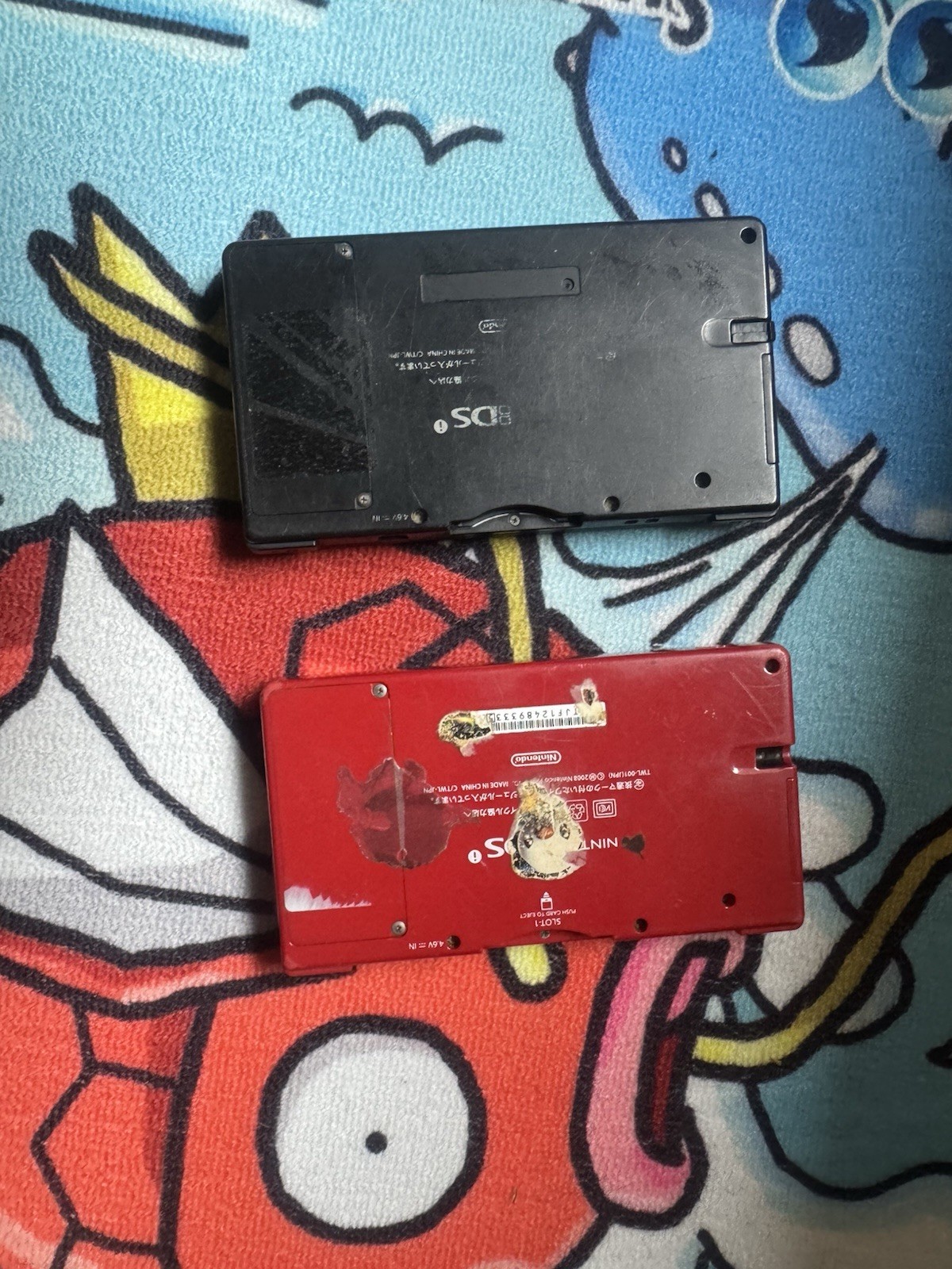 Nintendo DS Lite Handheld System Console Lot of 2 Red & Black Headphone Jack