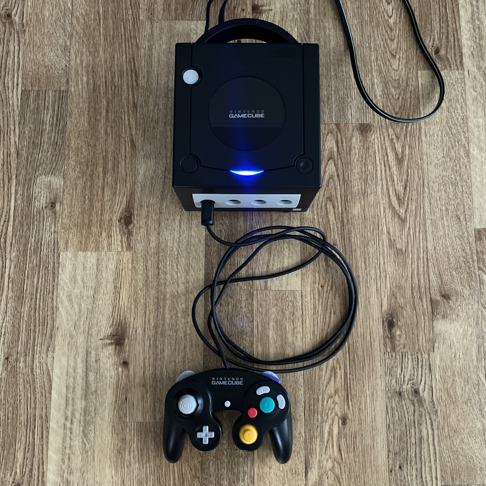 Nintendo GameCube Black Console Bundle (DOL-001) Blue LED/Replaceable Battery