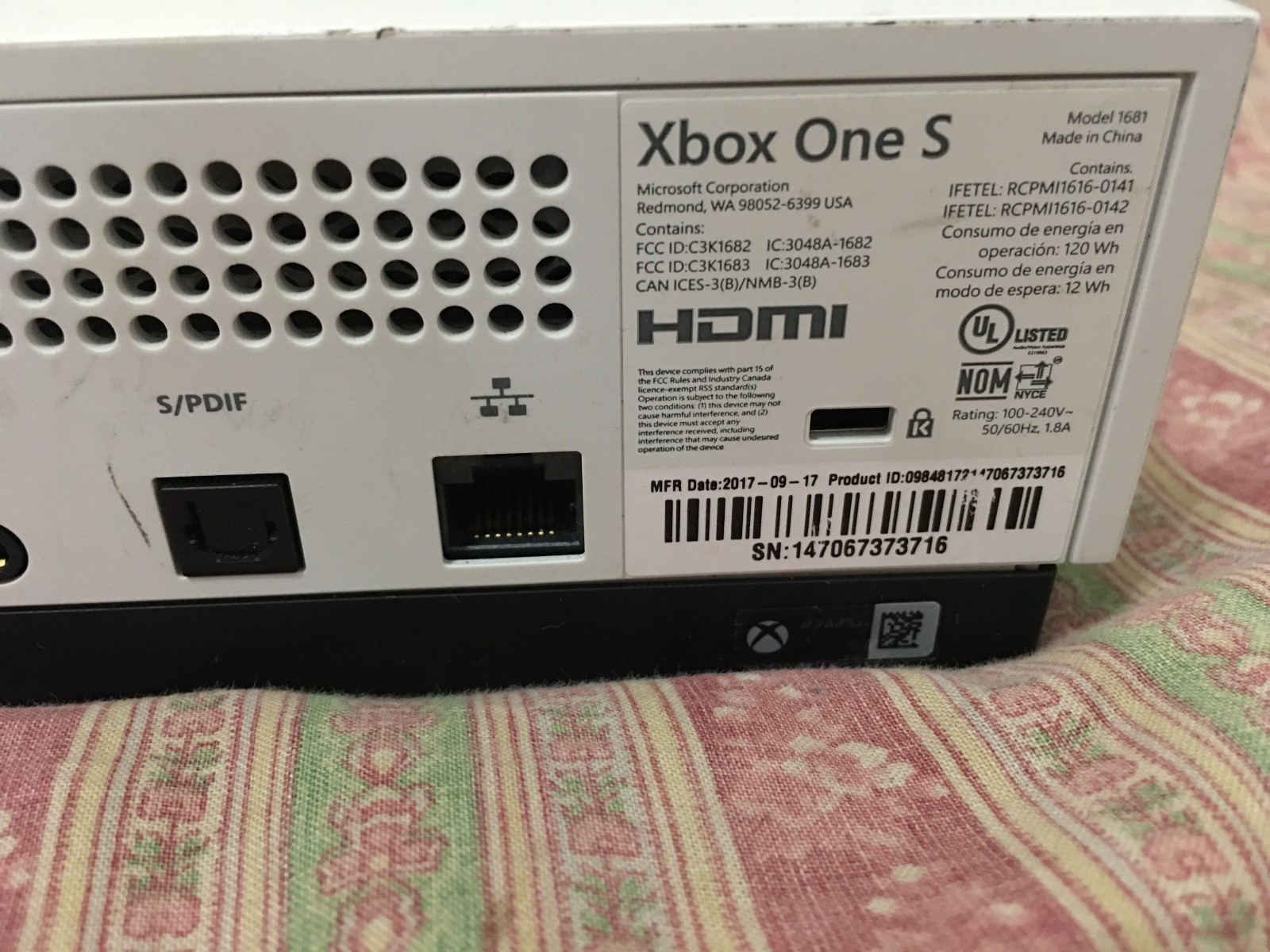 Microsoft Xbox One S 500GB console