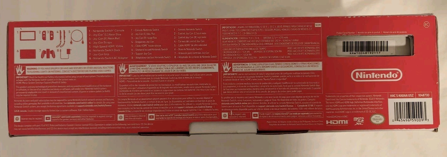 Nintendo Switch 32GB Console with Neon Red and Neon Blue Joy-Con *USED ONCE*