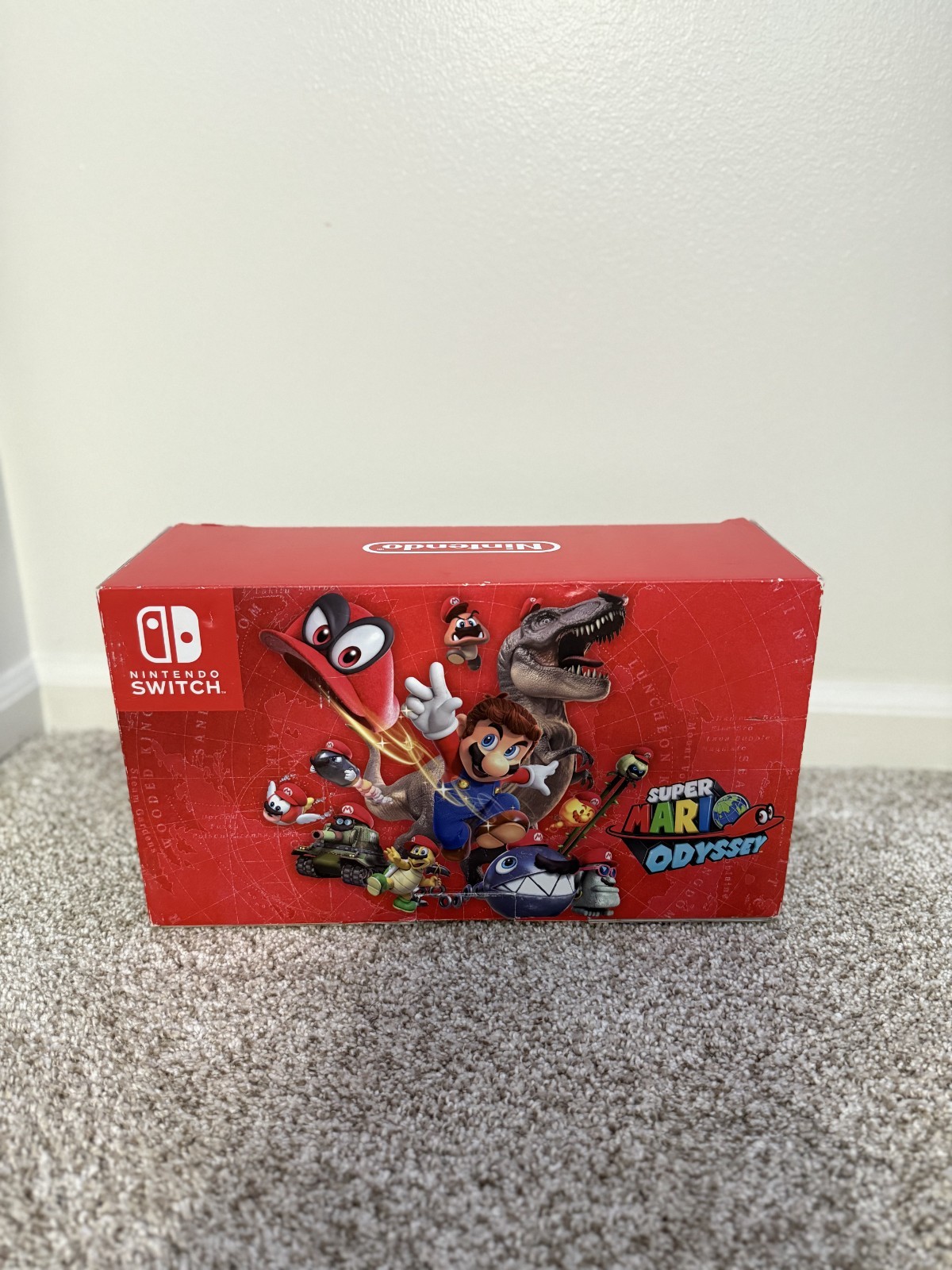 Nintendo Switch Super Mario Odyssey Edition Bundle Box Red Joy-Con Case No Game