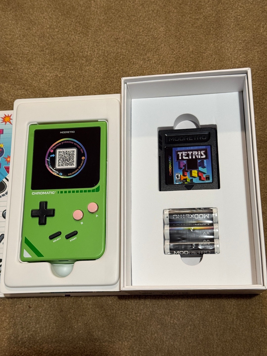 Modretro Chromatic (Leaf Green) New FirUpdated w/Tetris and Tempered Glass
