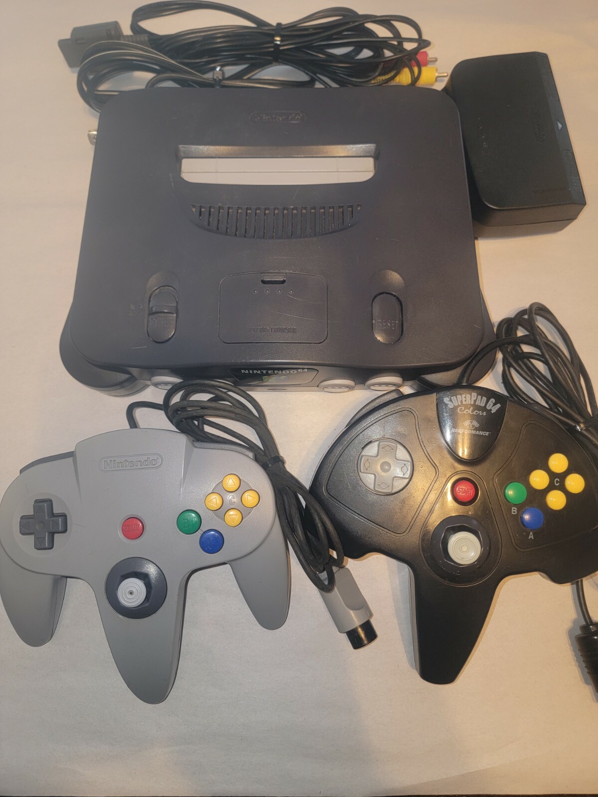 Nintendo 64 N64 Console W/Standard Controller & Super Pad Tested Works Great
