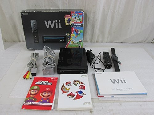 Wii Black Console with New Super Mario Brothers Wii and Music CD [video game]