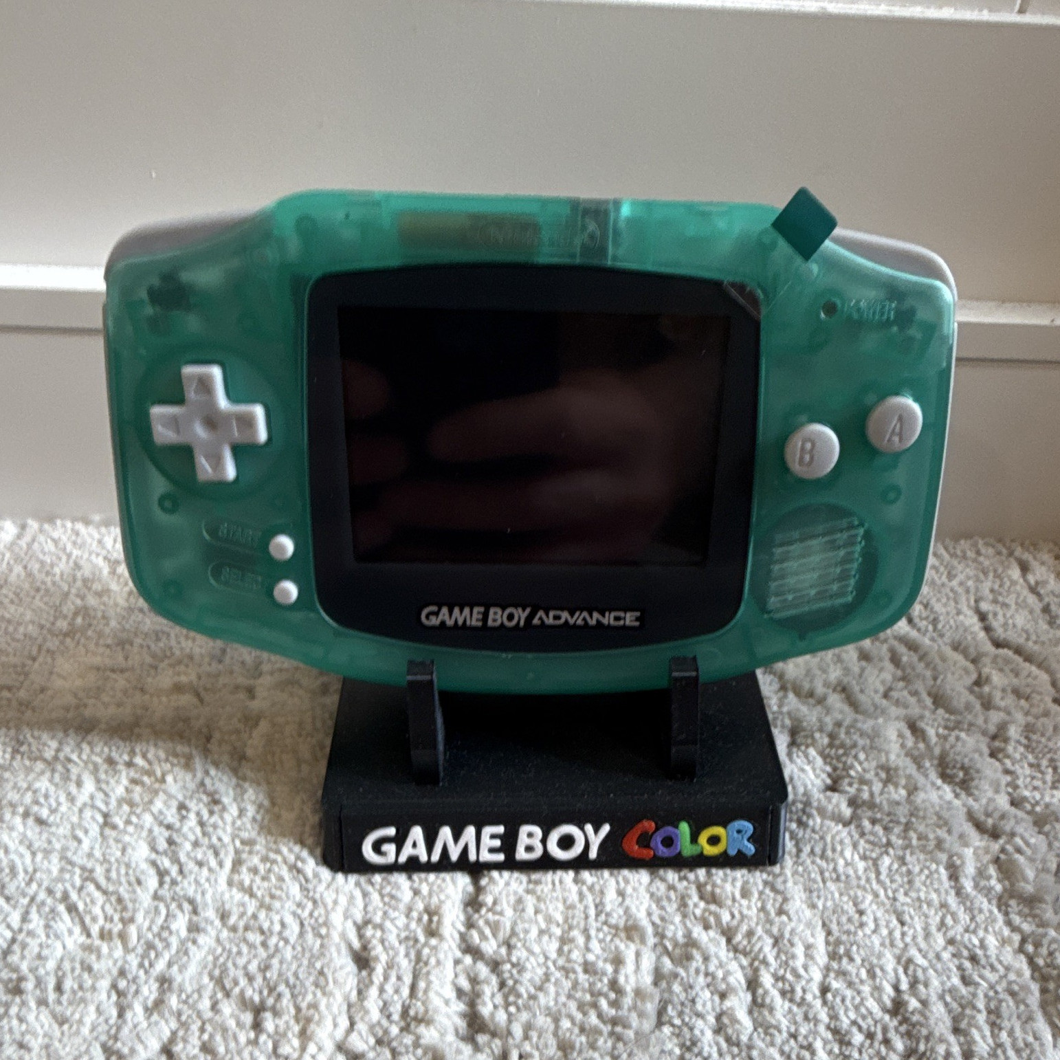 Nintendo Game Boy Advance Transparent Green Backlit Screen & USB C Charger