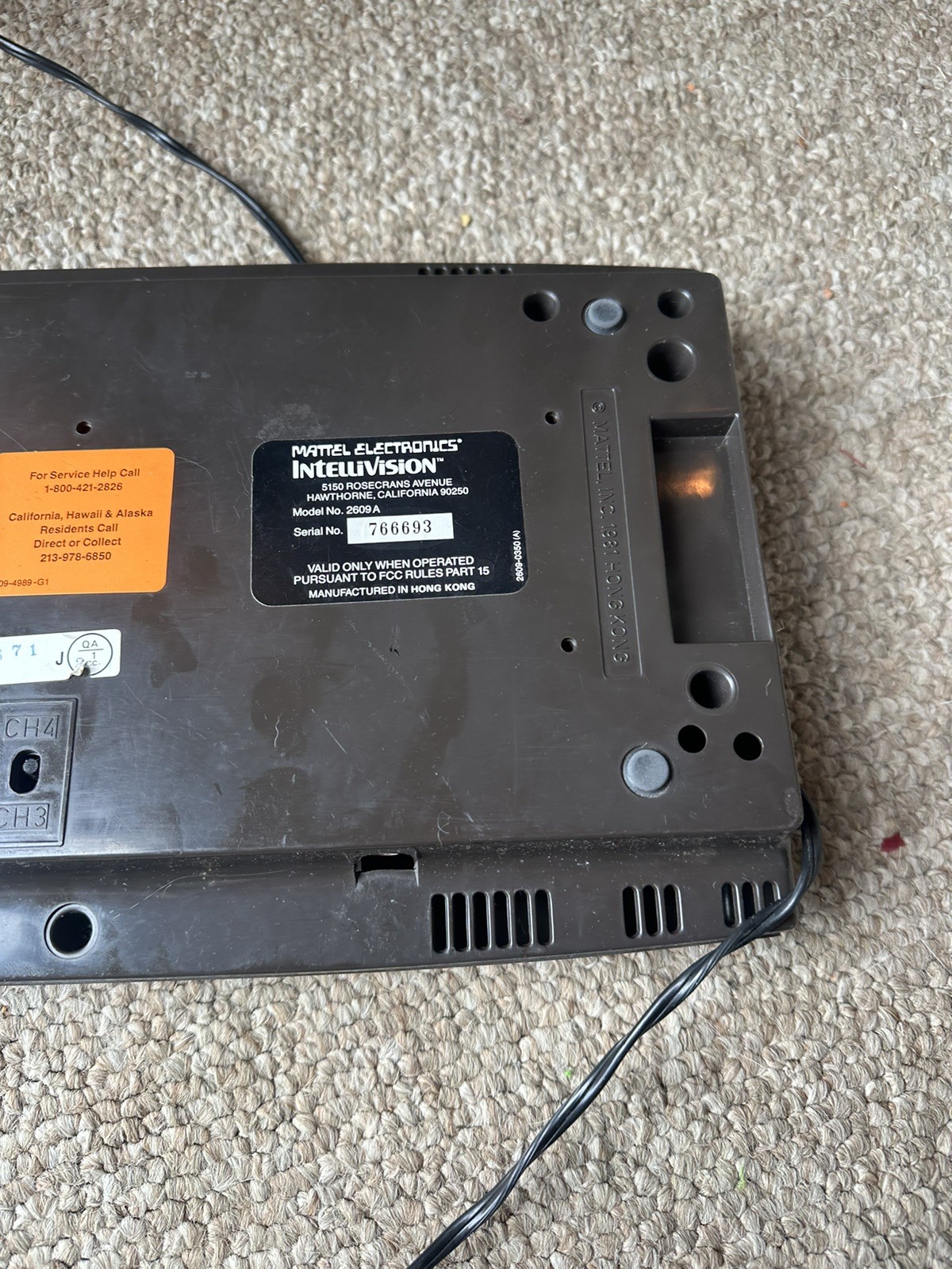Mattel Intellivision Console Model 2609 (1979) For Parts/Repair As-Is No AV Cord