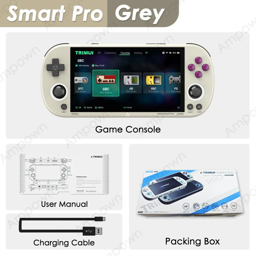 Retro Handheld Console Trimui Smart Pro, 4.96″ IPS Linux RGB Joystick Game Gift