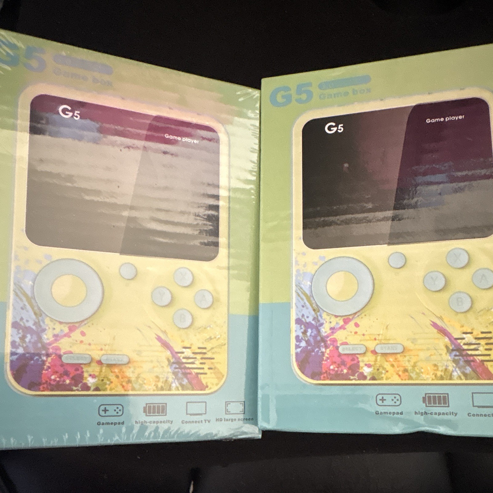 SET OF 2 G5 Handheld Game Player Backlit Screen TV Out AV w/ AV DC Cable Manual