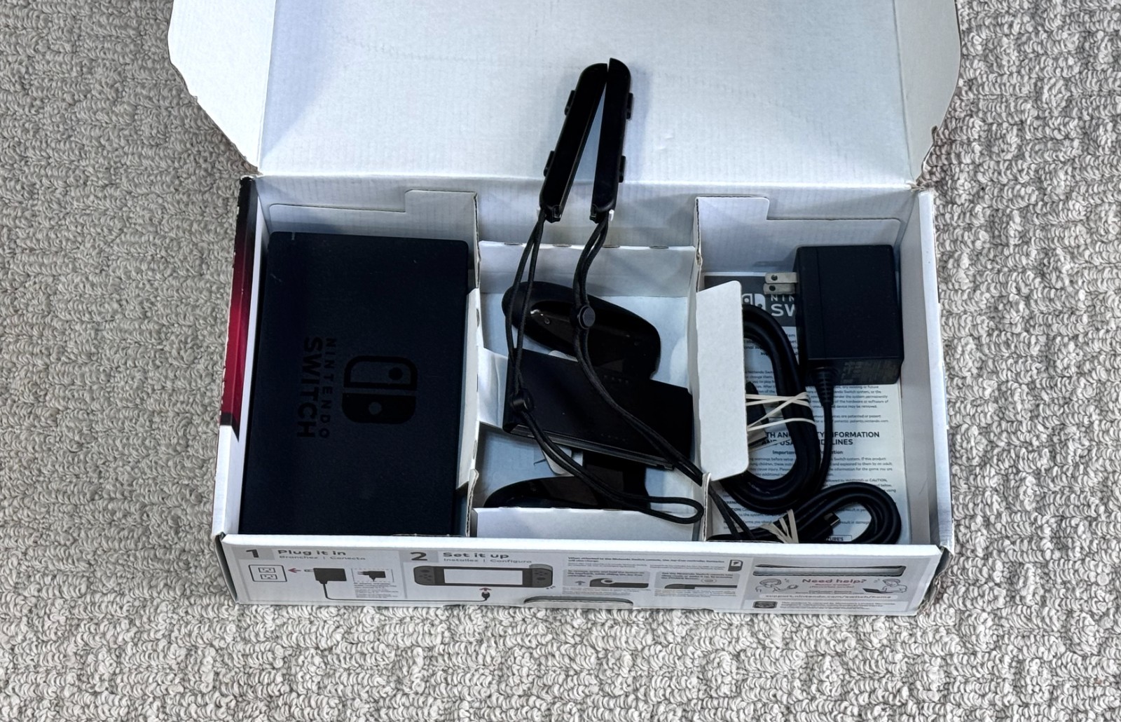 Nintendo Switch Boxed Console w/ Gray Joy-Cons, Dock & Charger – System