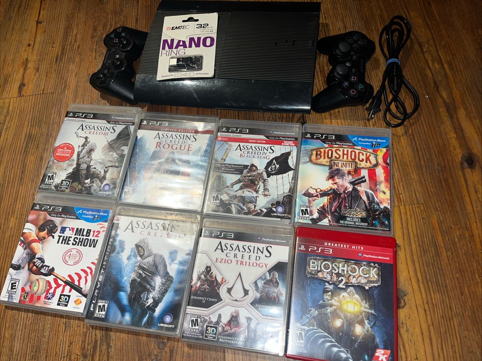 Sony PlayStation 3 PS3 Super Slim CECH-4301A Console 2 Controller W/ 8 Games +