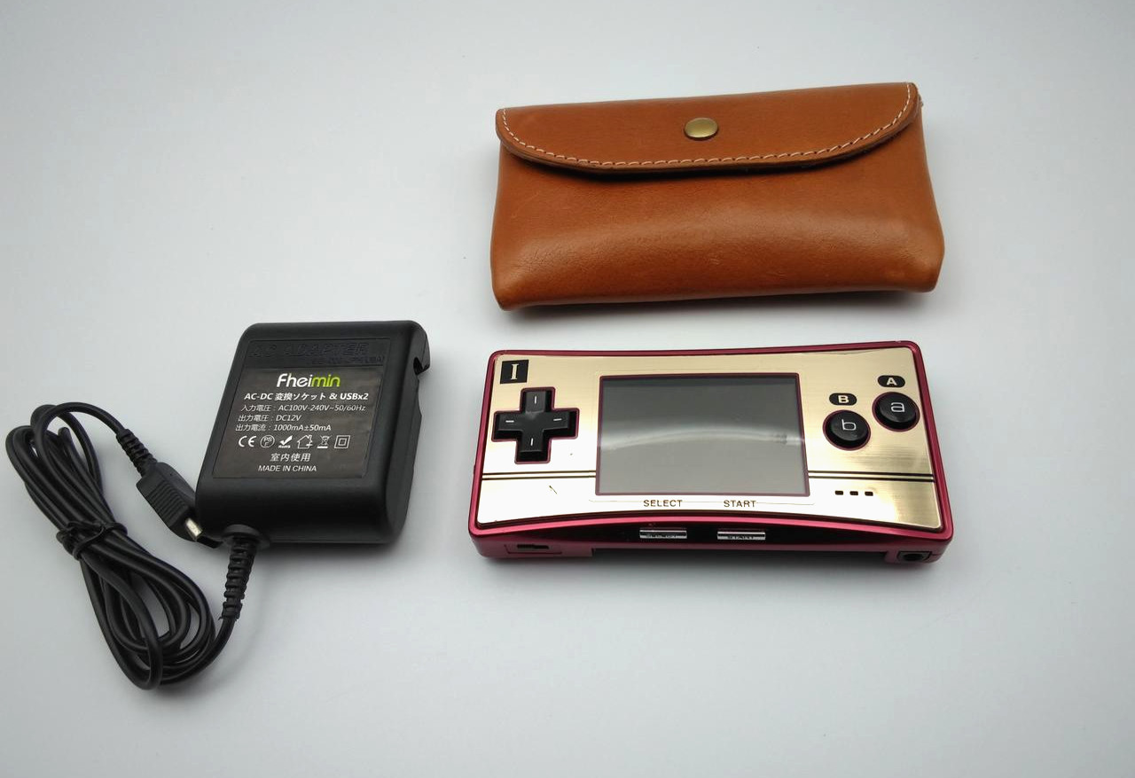 Nintendo GameBoy micro Famicom ver. Limited Model Console w/ AC adapter, Case