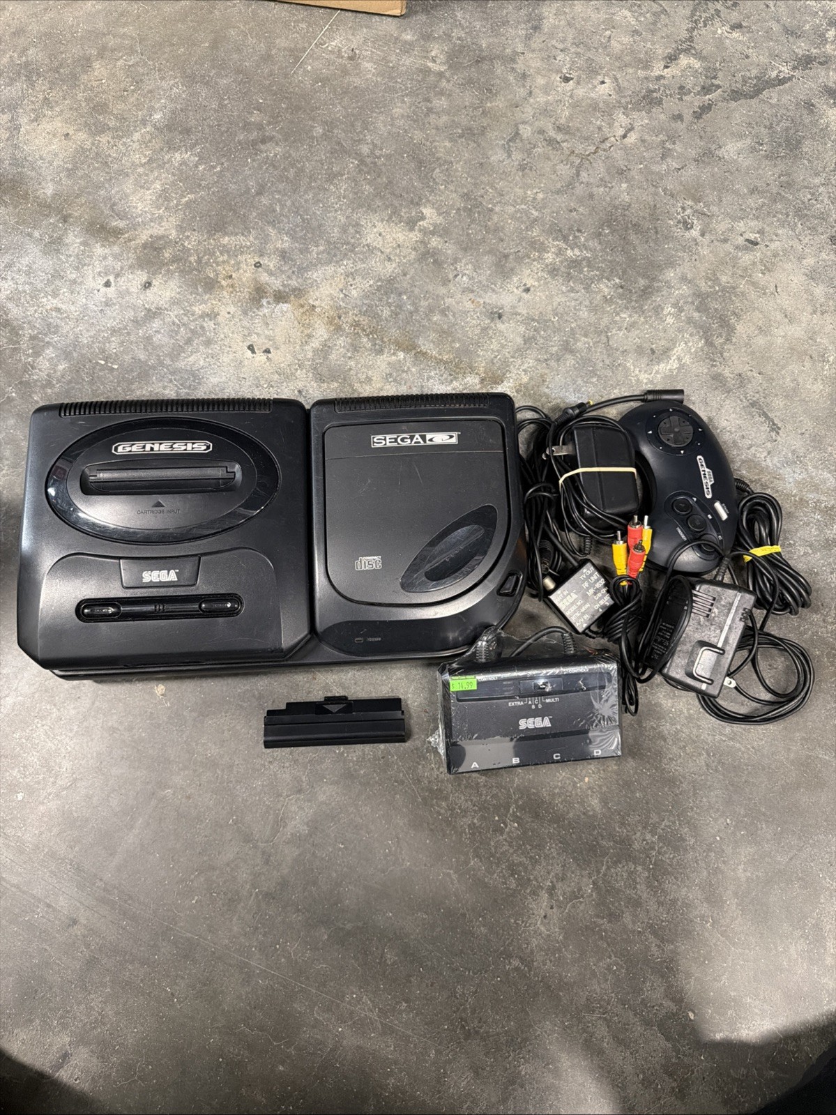 Sega CD Video Game System Console with 1 Controllers Cords And Multi Tap