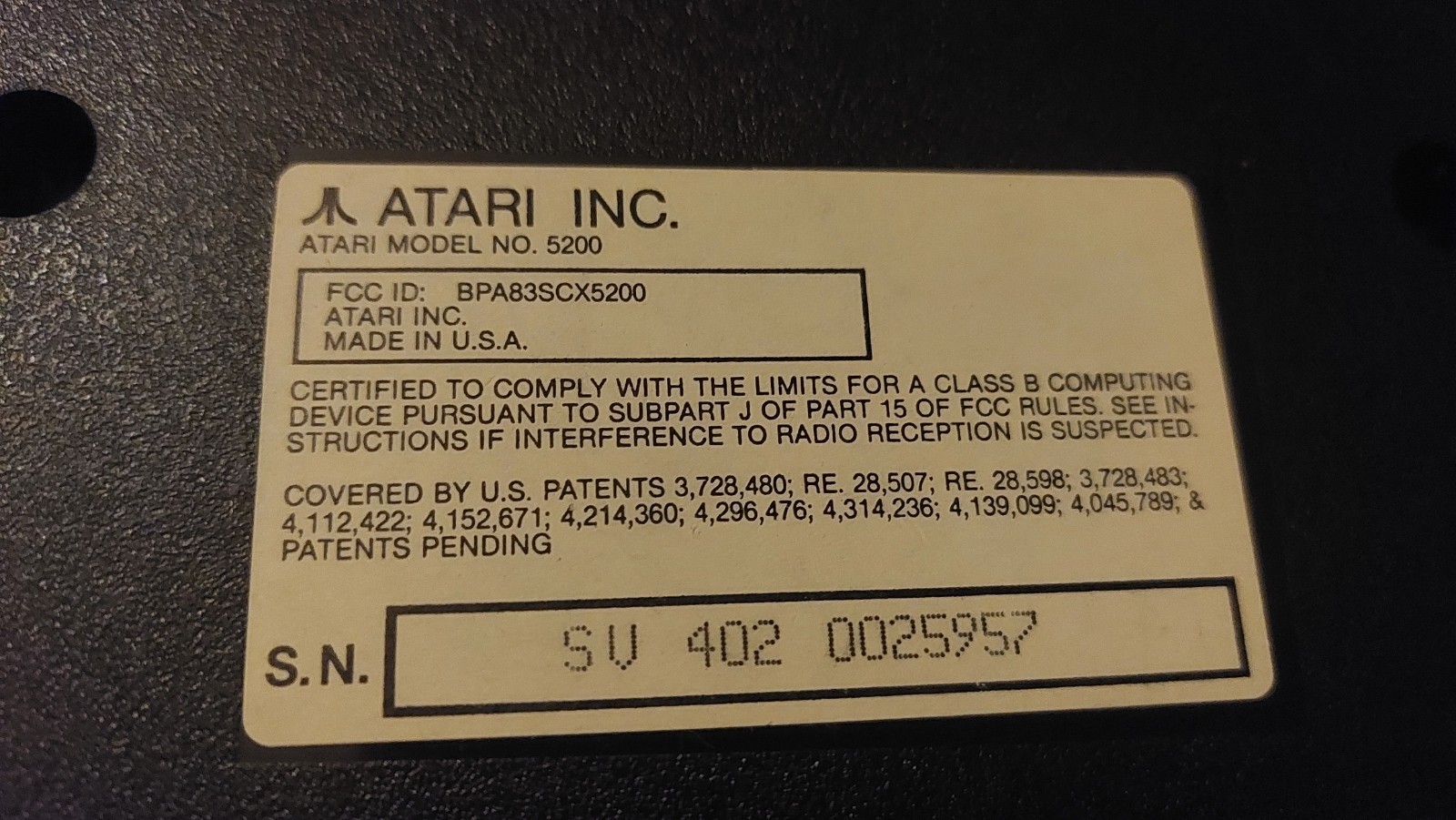 Vintage ATARI 5200 4 Port Console Tested Working Comes With Cords