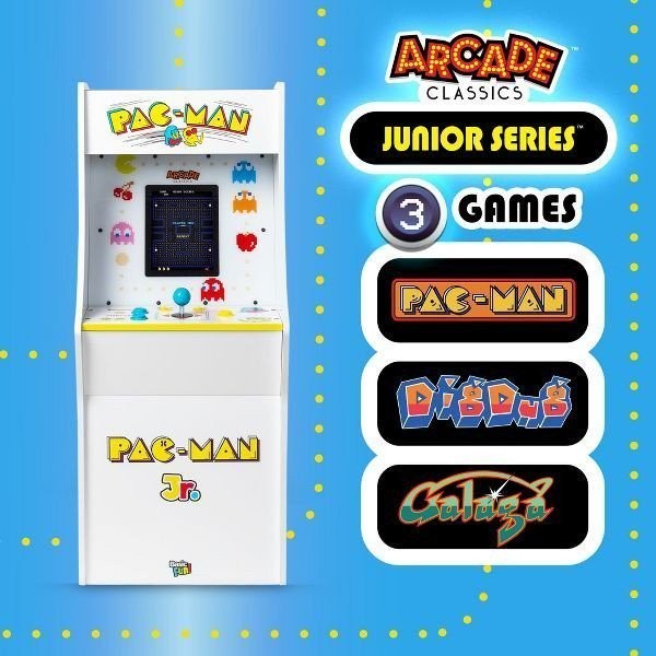 Arcade1Up Jr. Pac-Man Arcade Machine Kids 8″ Screen with Custom Stool A1U