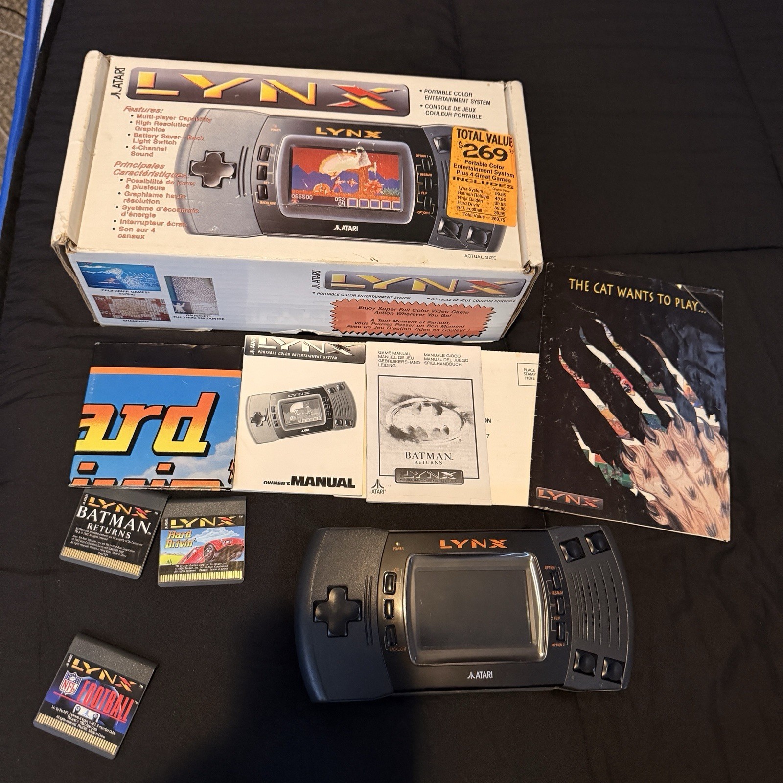 Atari Lynx 2 Console in Box, 4 Games, Manuals, Tested and Fully Working