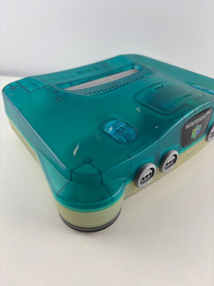 Nintendo 64 Clear Blue Console Set Tested Controller AV Power Adapter JP