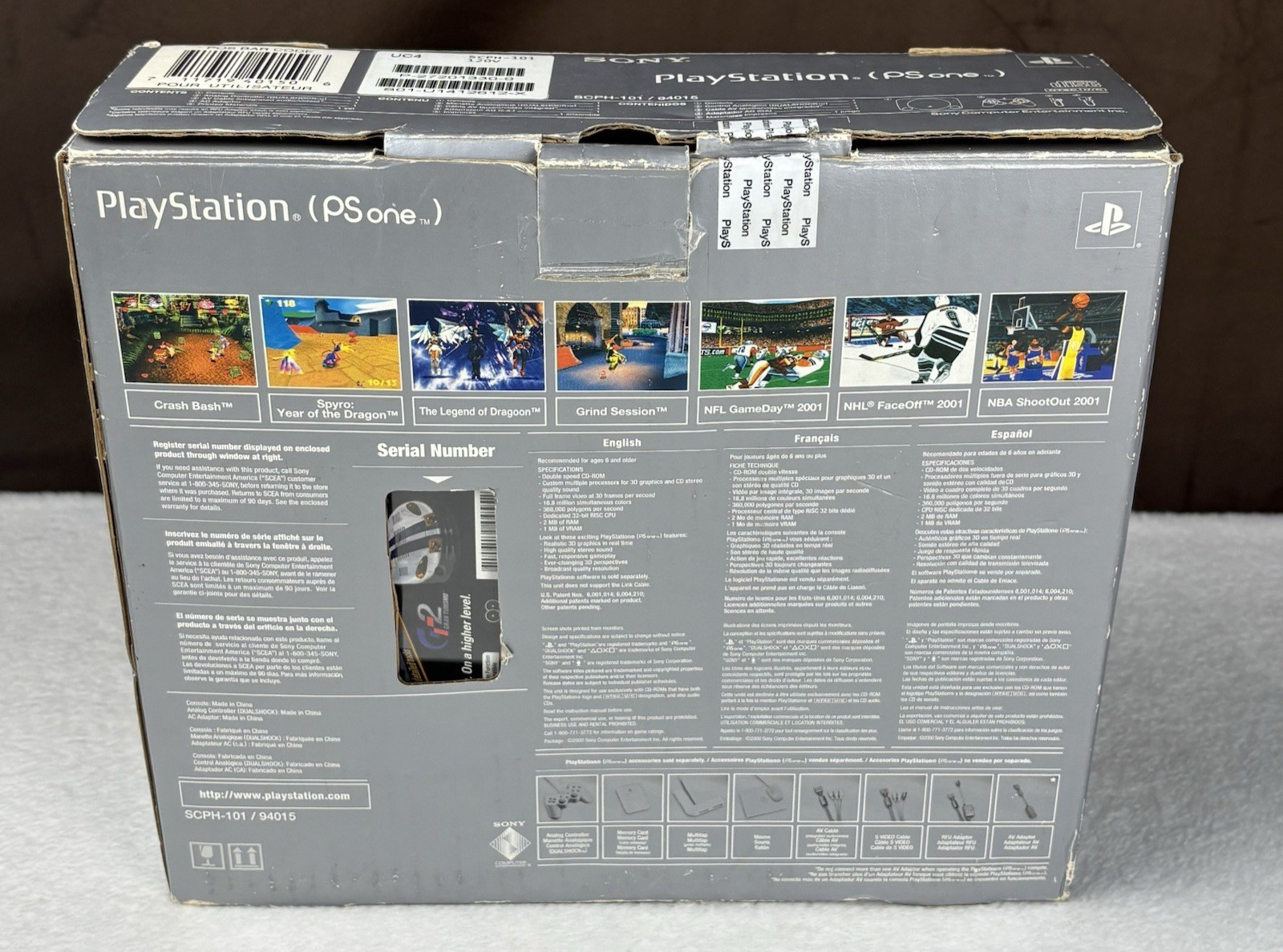 Sony PlayStation PSOne PS1 Slim Console SCPH-101 Accessories Games & Box TESTED!