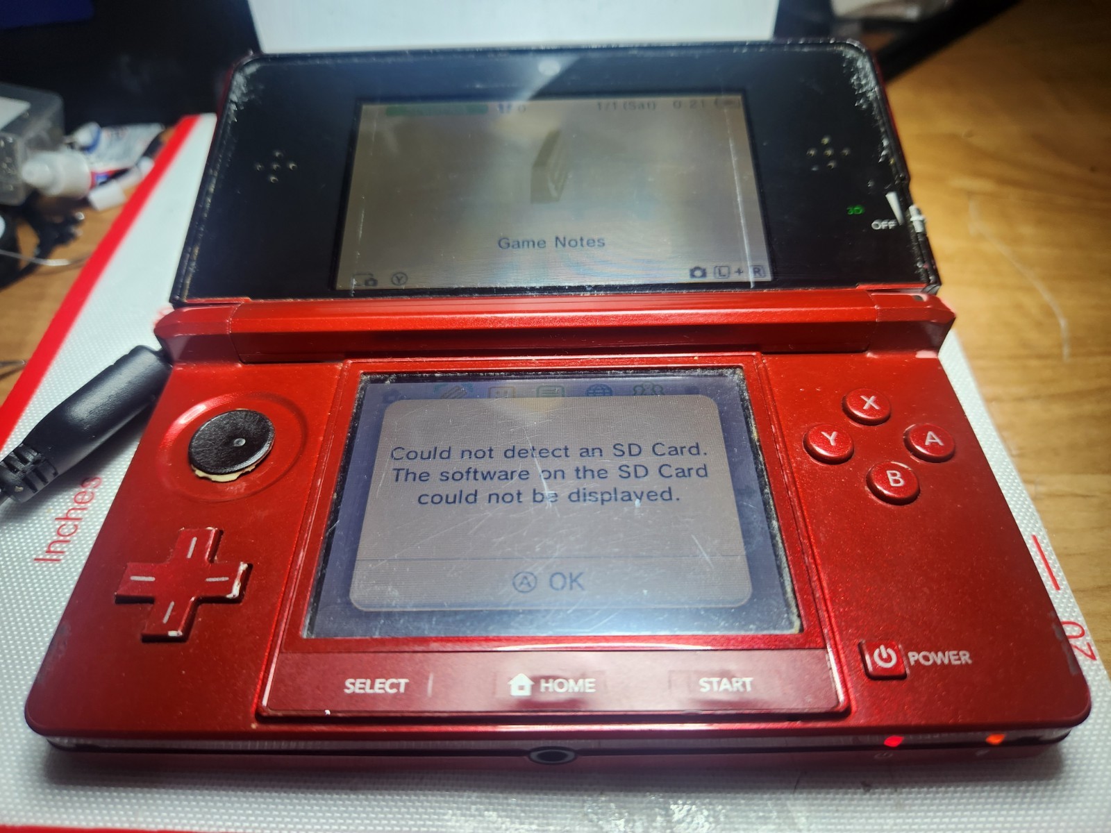 Nintendo 3DS Handheld Game Console Flame Red – Won’t Read SD Cards