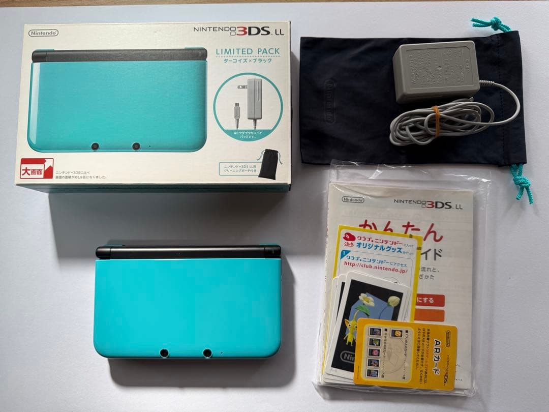 Nintendo 3DS LL XL Console Turquoise Black w/Stylus Box Tested Working #492