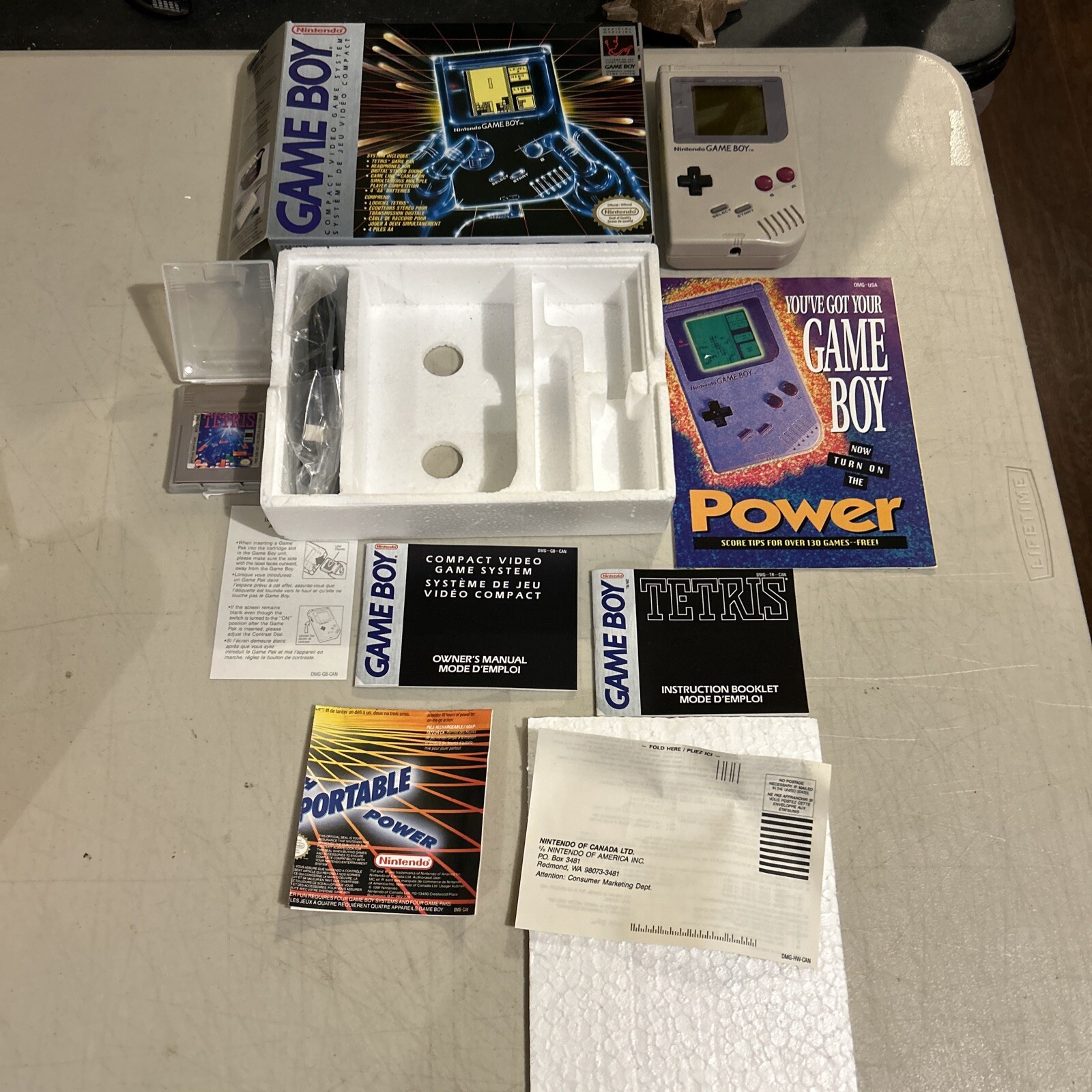 Original Game Boy Compact Video Game System Boxed W/ Manuals, Cables Tetris Nice