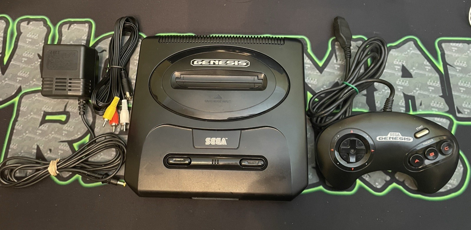 SEGA Genesis Model 2! Red LED Mods! Red Text Controller, AV and Power Included!
