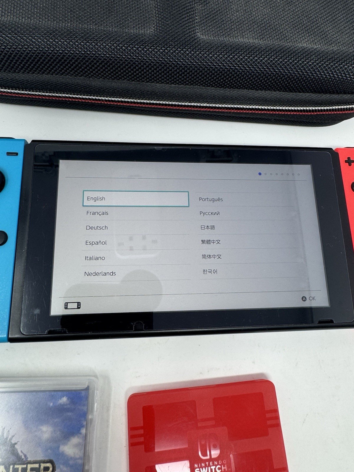 Nintendo Switch HAC-001 Bundle w/ Dock Joycons Charger Two Games Carrying Case