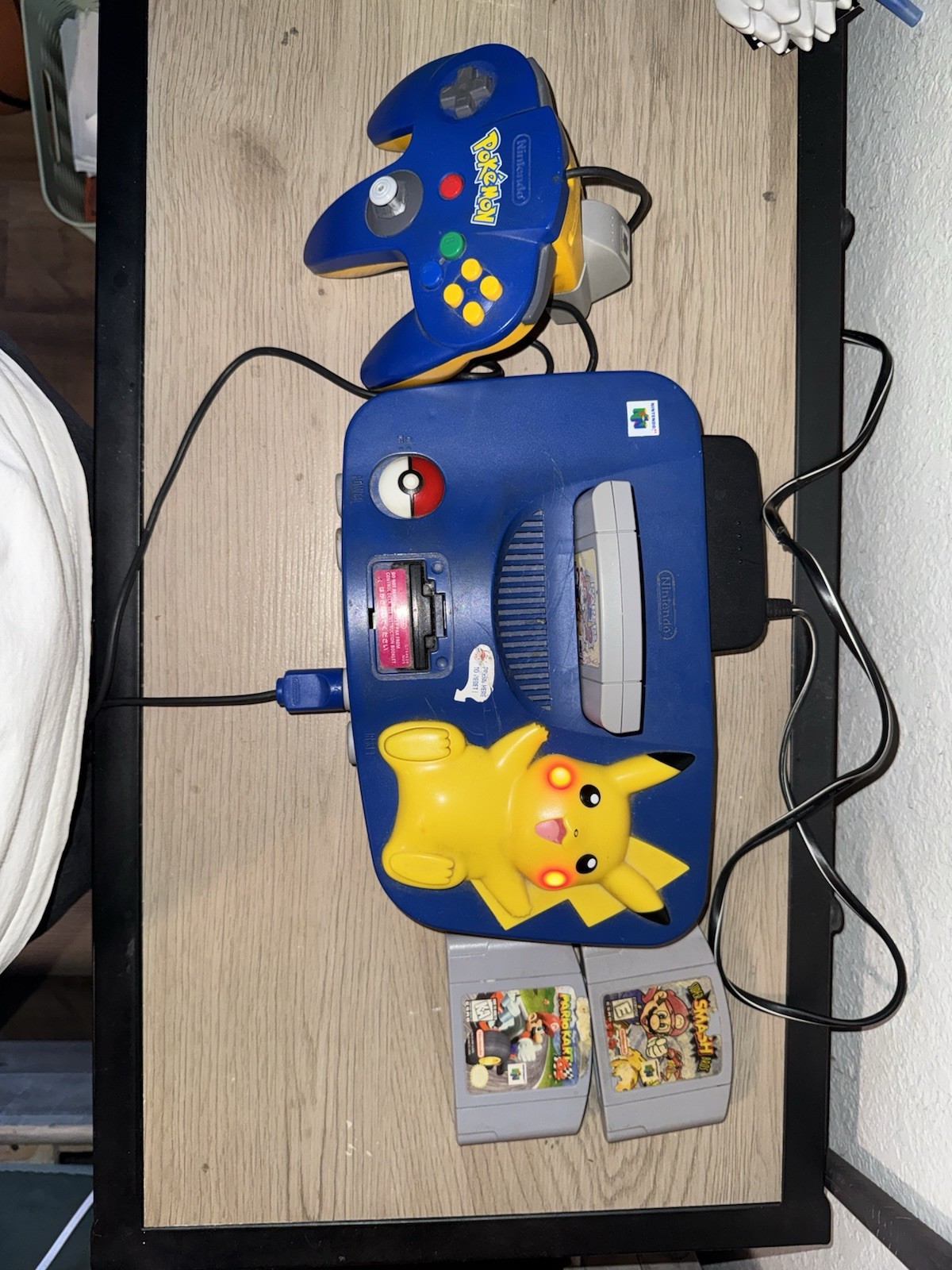 Nintendo N64 Pokémon Pikachu Edition Blue/Yellow Console w/ Controller + 3 Games