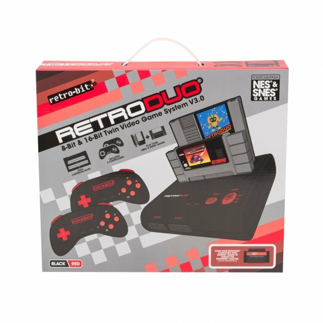 Retro Duo Console SNES & NES Dual 2in1 System -Red/Black -2 Controllers “New”