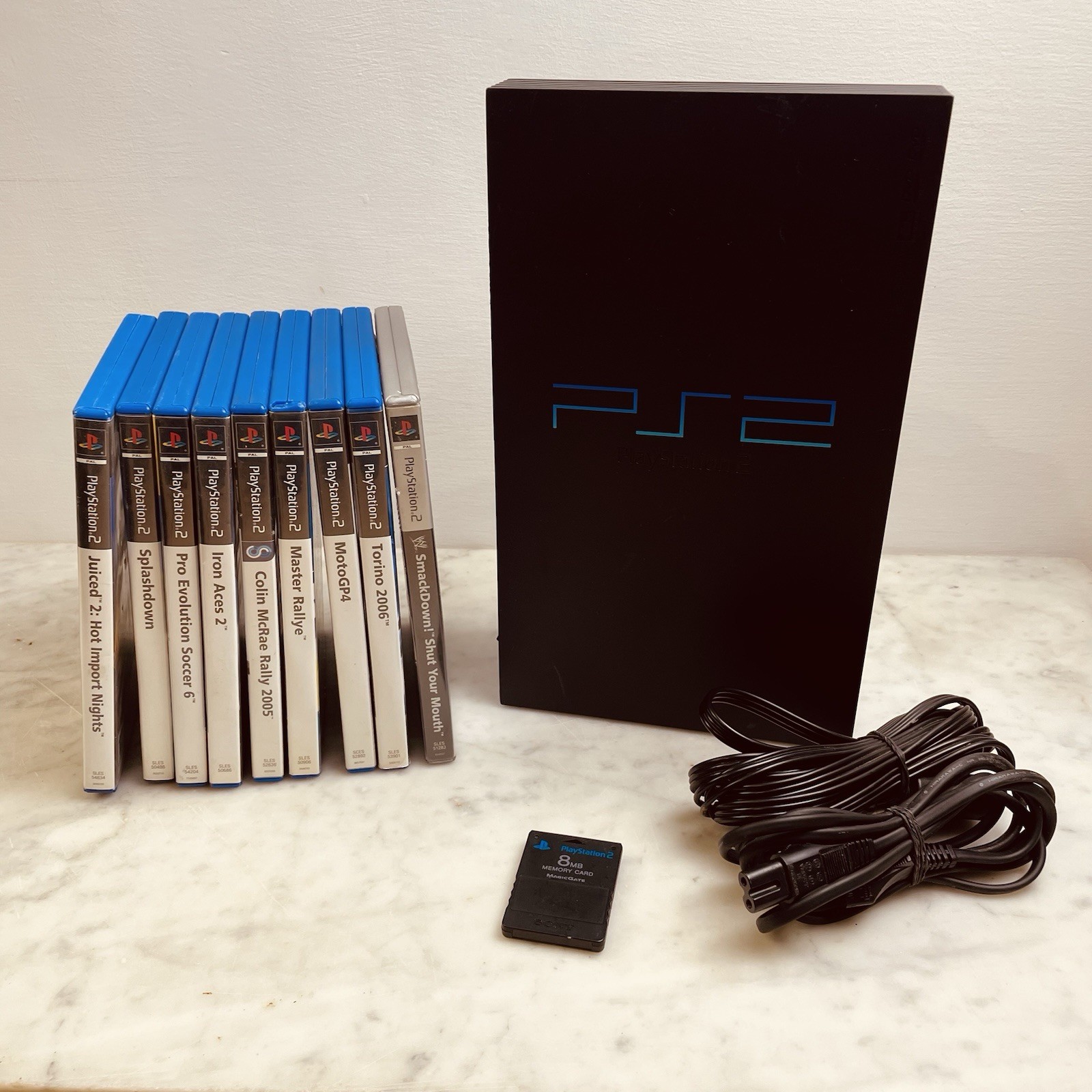 Ps2 Play Station 2 Console With Games, Memory Cards & Cables – No Controller