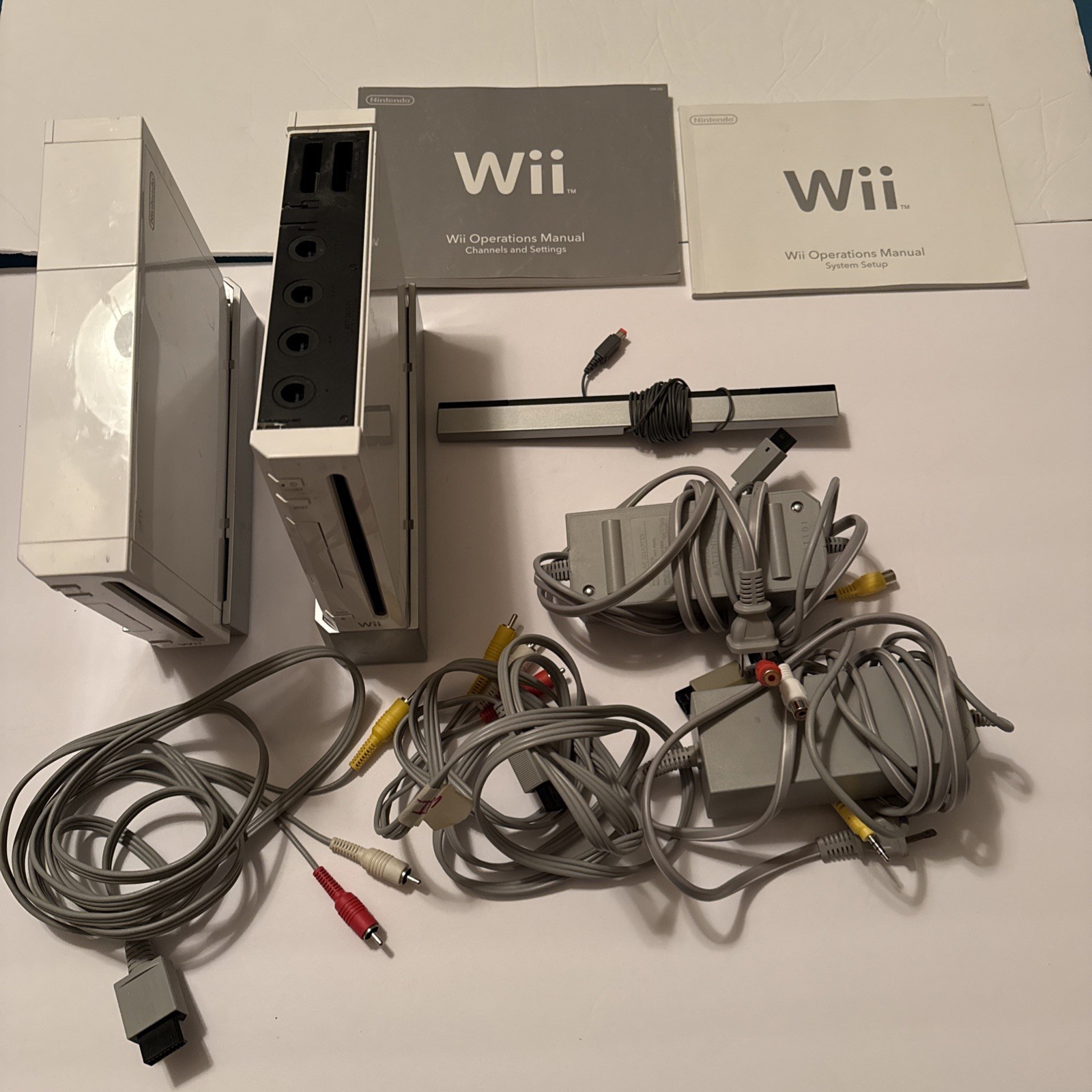 Lot 2 Nintendo Wii Consoles Controllers Nunchuks Guitar Games Mario Party + More