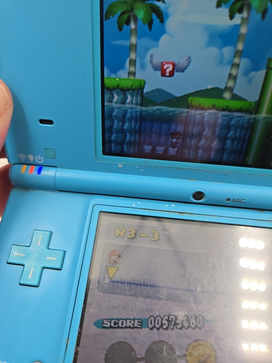nintendo dsi console Blue Adapter & Pen With Super Mario Game Working