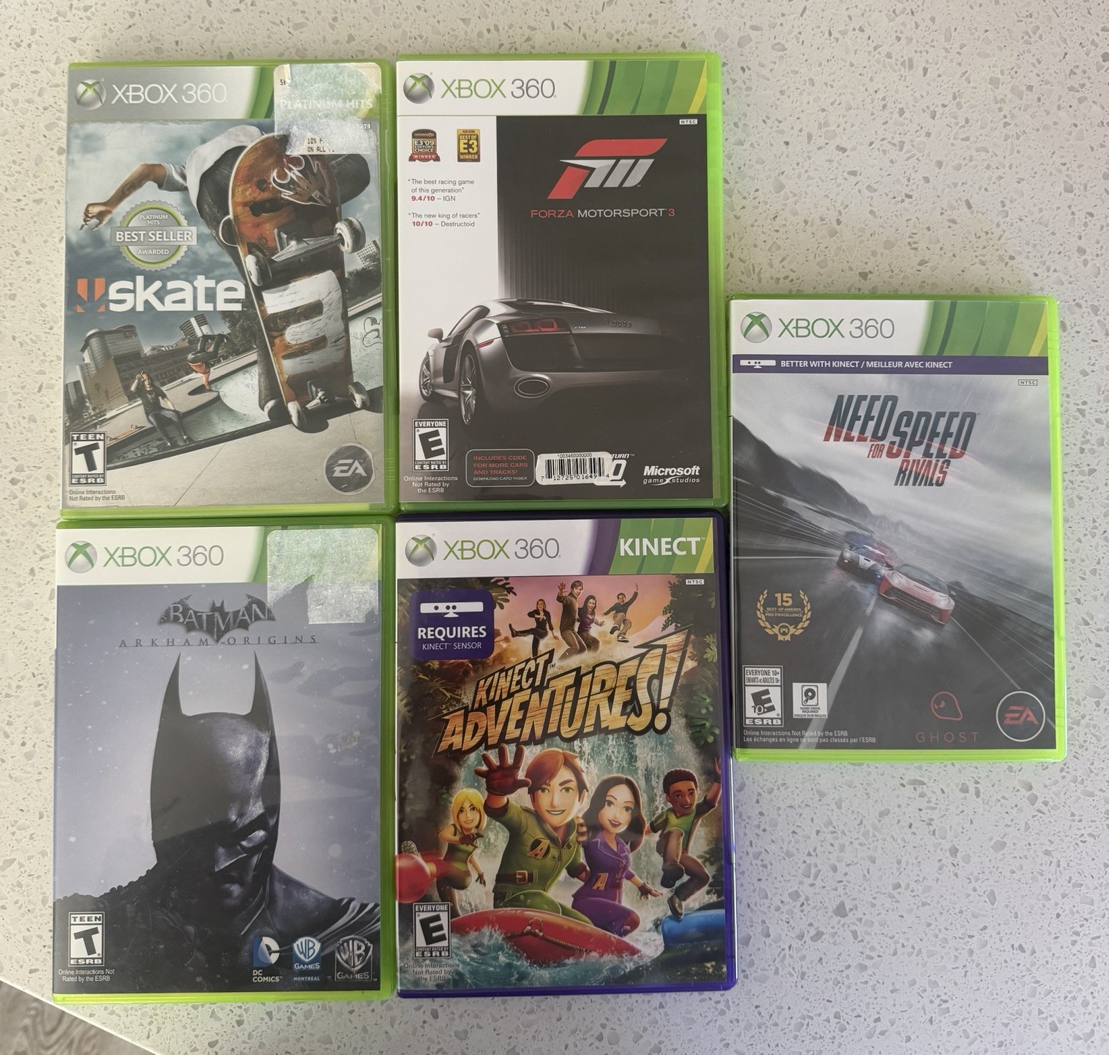 Xbox 360 Console Bundle w/ Kinect, 2 Controllers, AV Cable, NO WALL POWER CORD