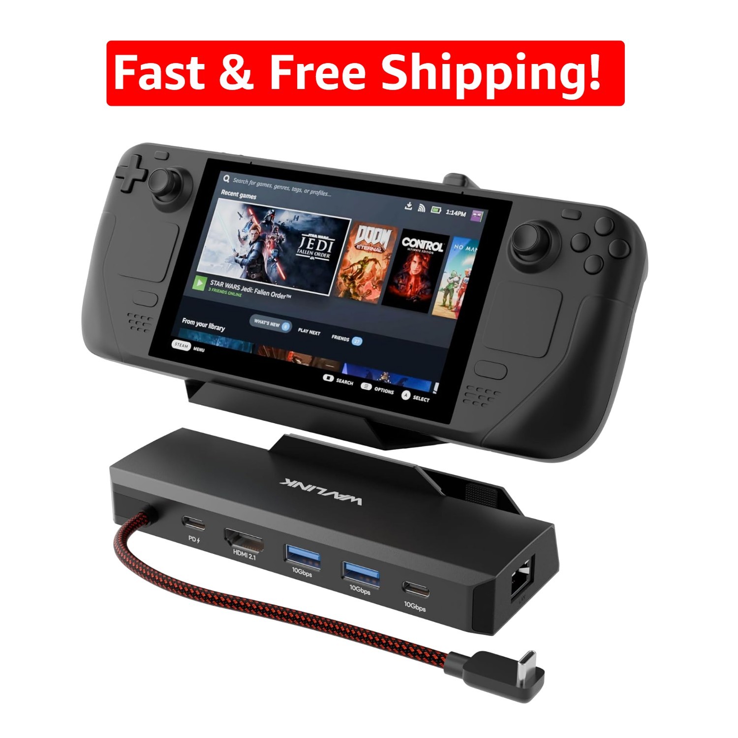 6-in-1 Docking Station for Steam Deck/ROG Ally – Fast Data & Charging