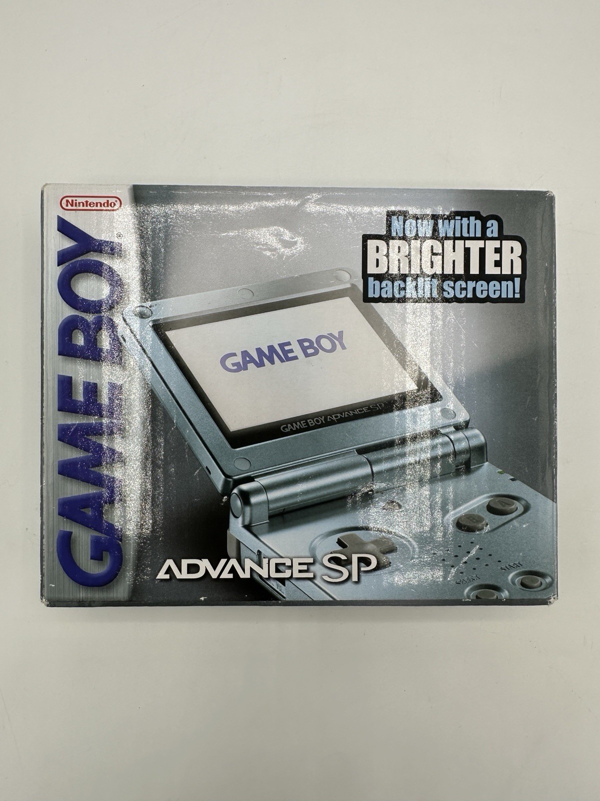 Game Boy Advance SP AGS-101 Pearl Blue w/ Box & Manuals Broken Screen