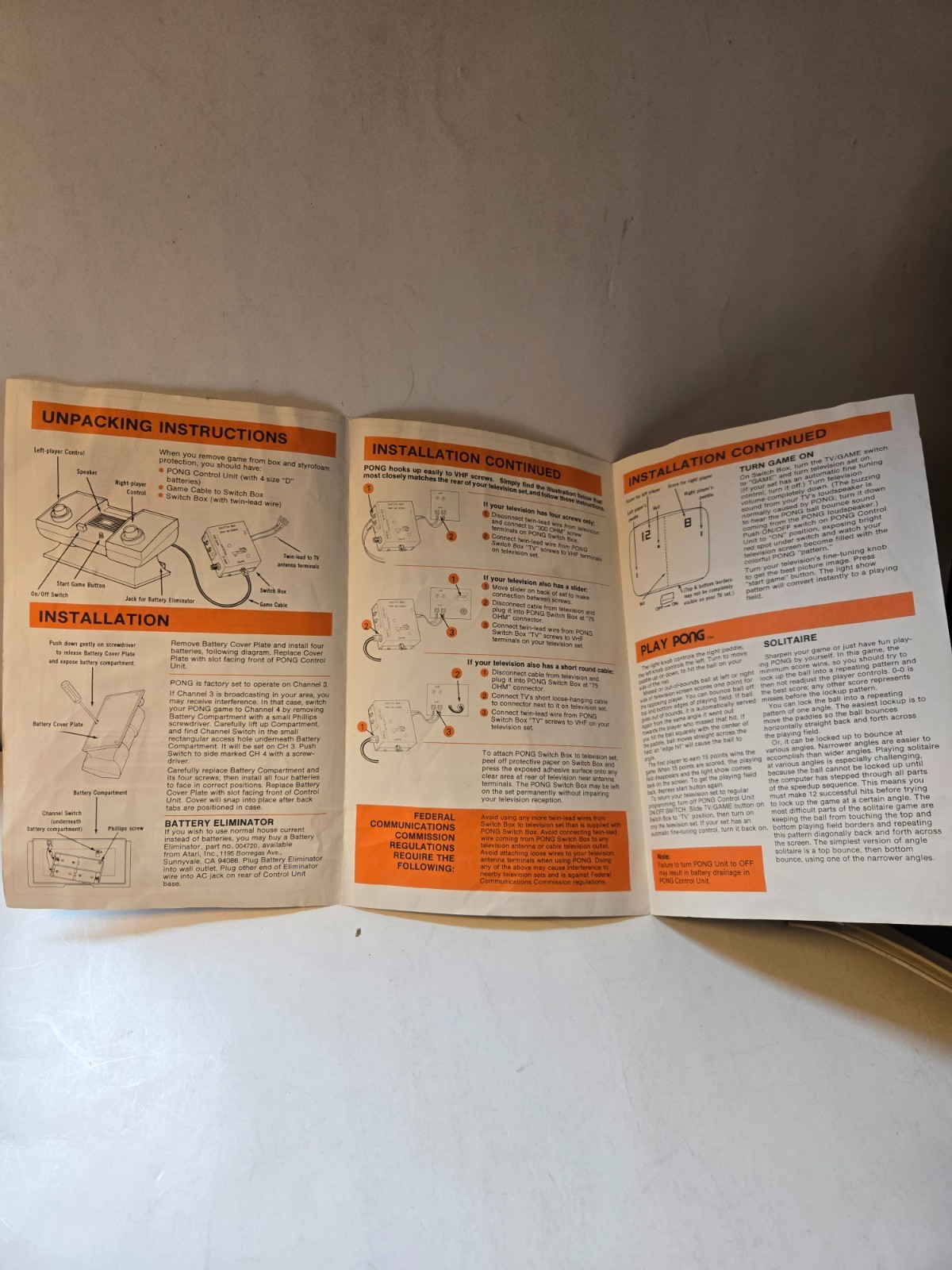 Atari C-100 Pong Console in original box with instructions