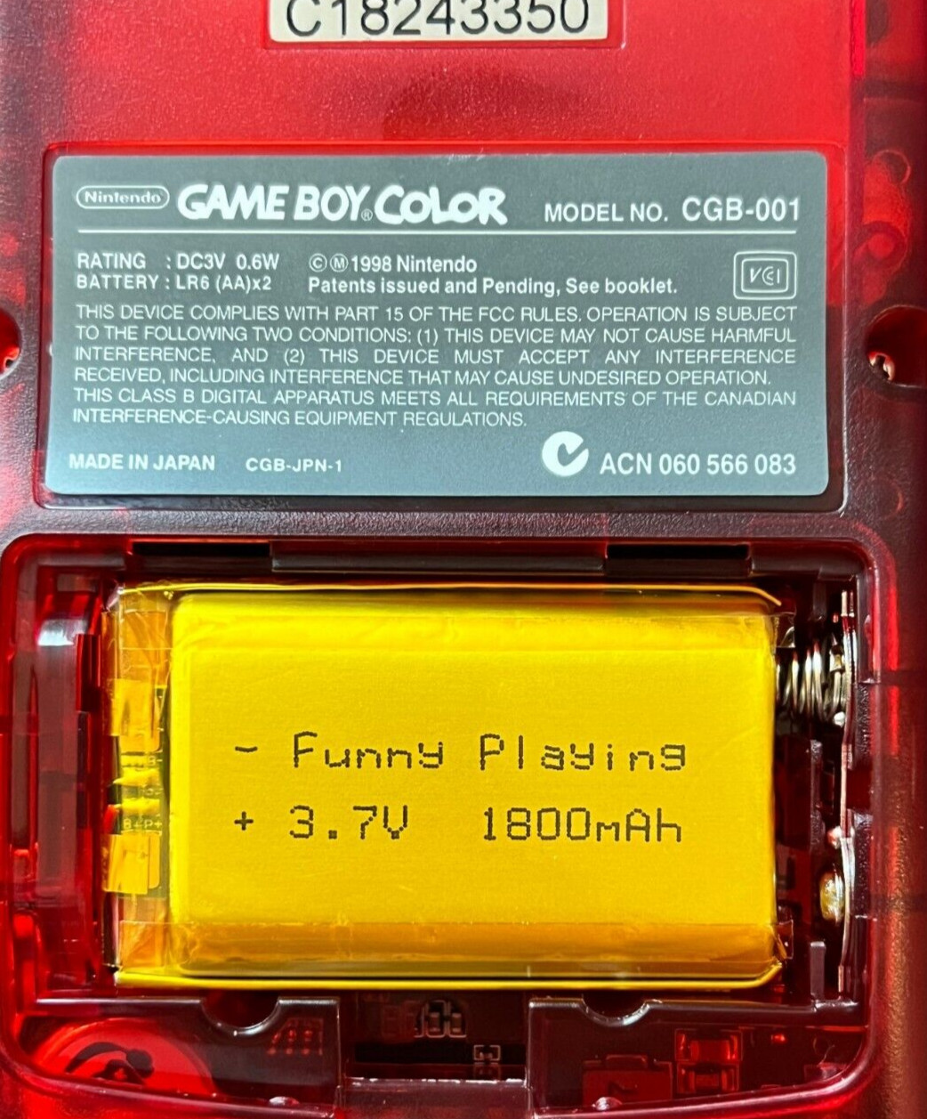 Clear Red 💎 FPGBC Gameboy Color GBC Funnyplaying XL IPS Screen USB-C Console