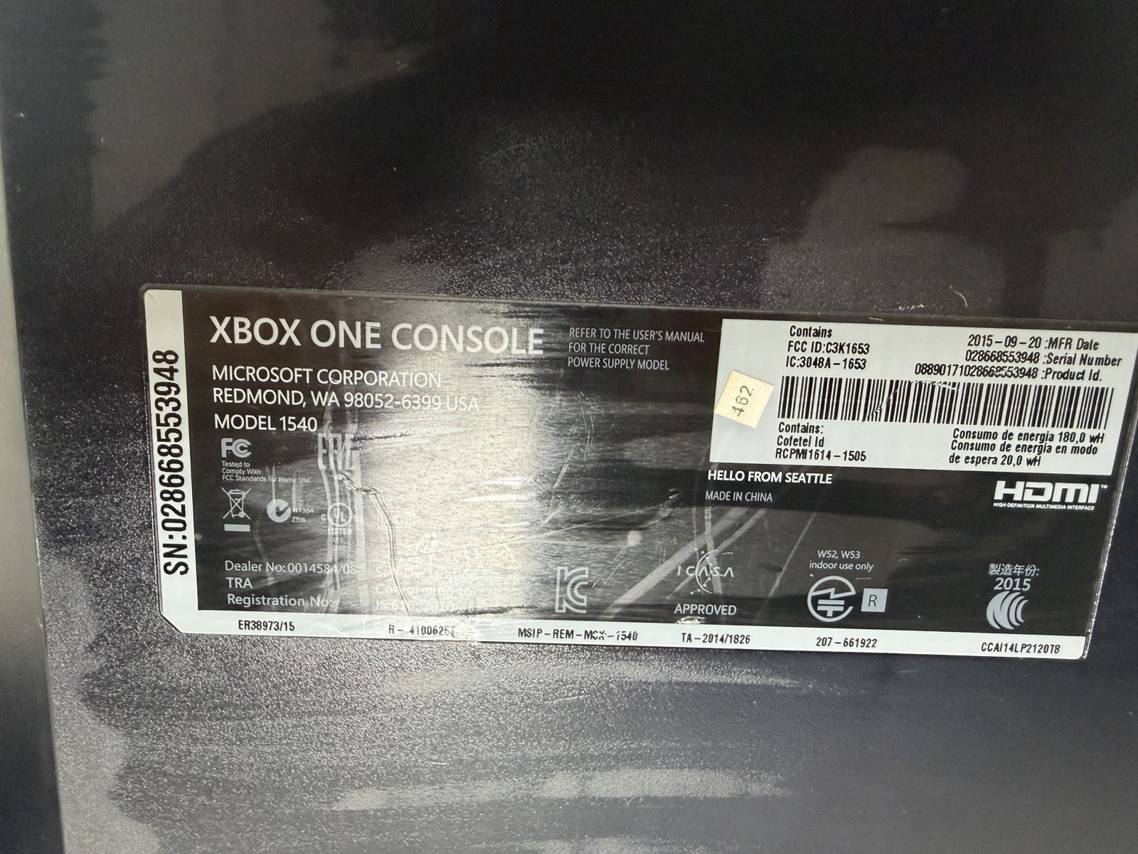 Microsoft Xbox One Console Model 1540 Bundle w/ 2 Controllers