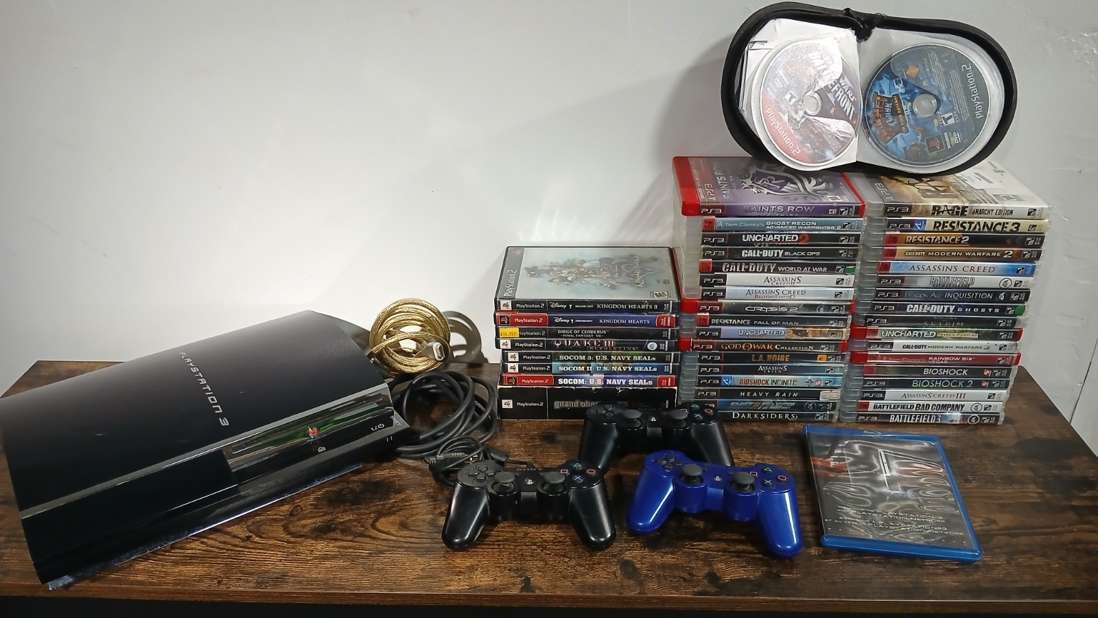 Sony PlayStation 3 Ps3 60GB Console Black Backwards Compatible 58 Games Lot