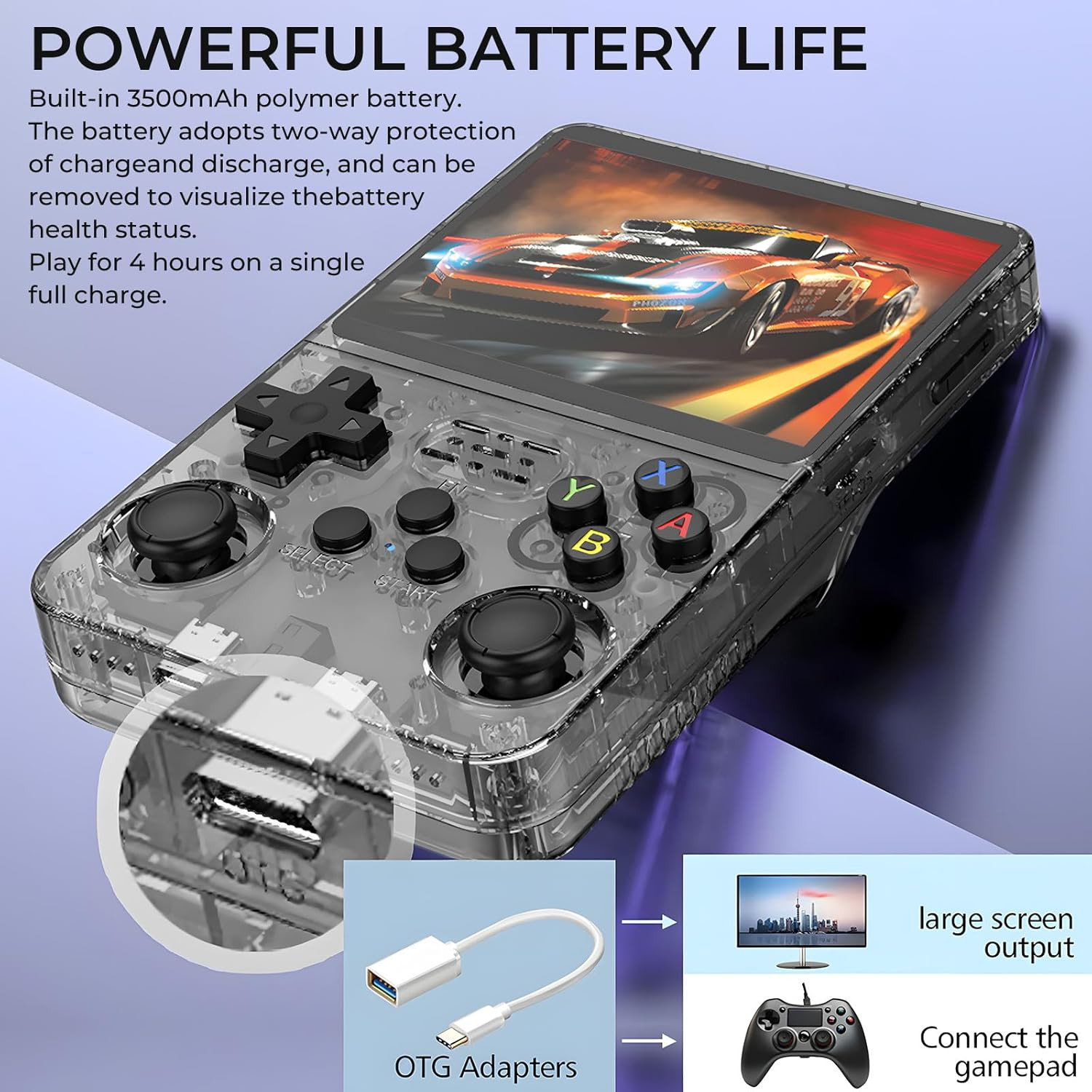 R36S Pro Retro Handheld Game Console, 3.5In IPS , 128GB Preloaded with 40000+Cla