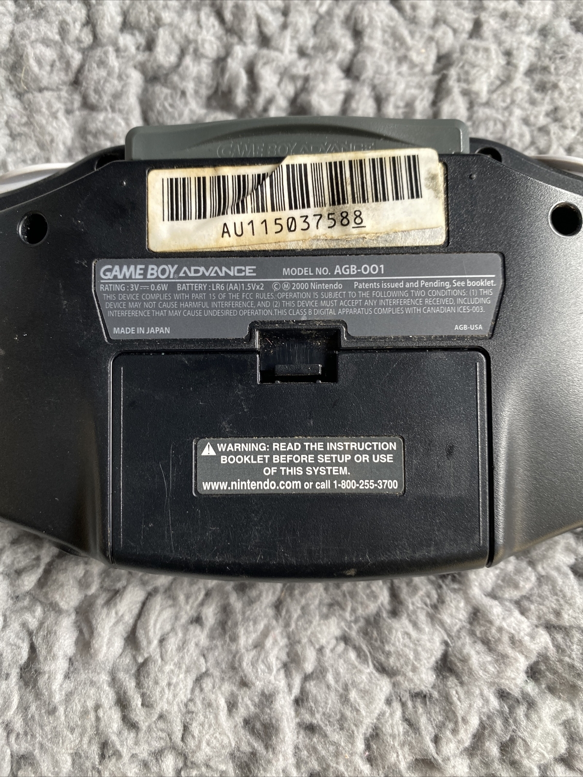 BLACK Nintendo Gameboy Advance Console AGB-001 Glass replaced!Shell prepped 4V1
