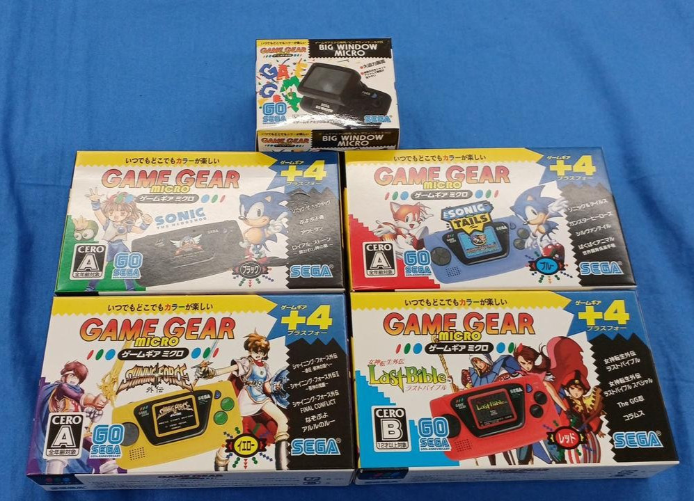 SEGA Game Gear Micro Complete 4 Color Set + Big Window Micro 30th Anniv Japan