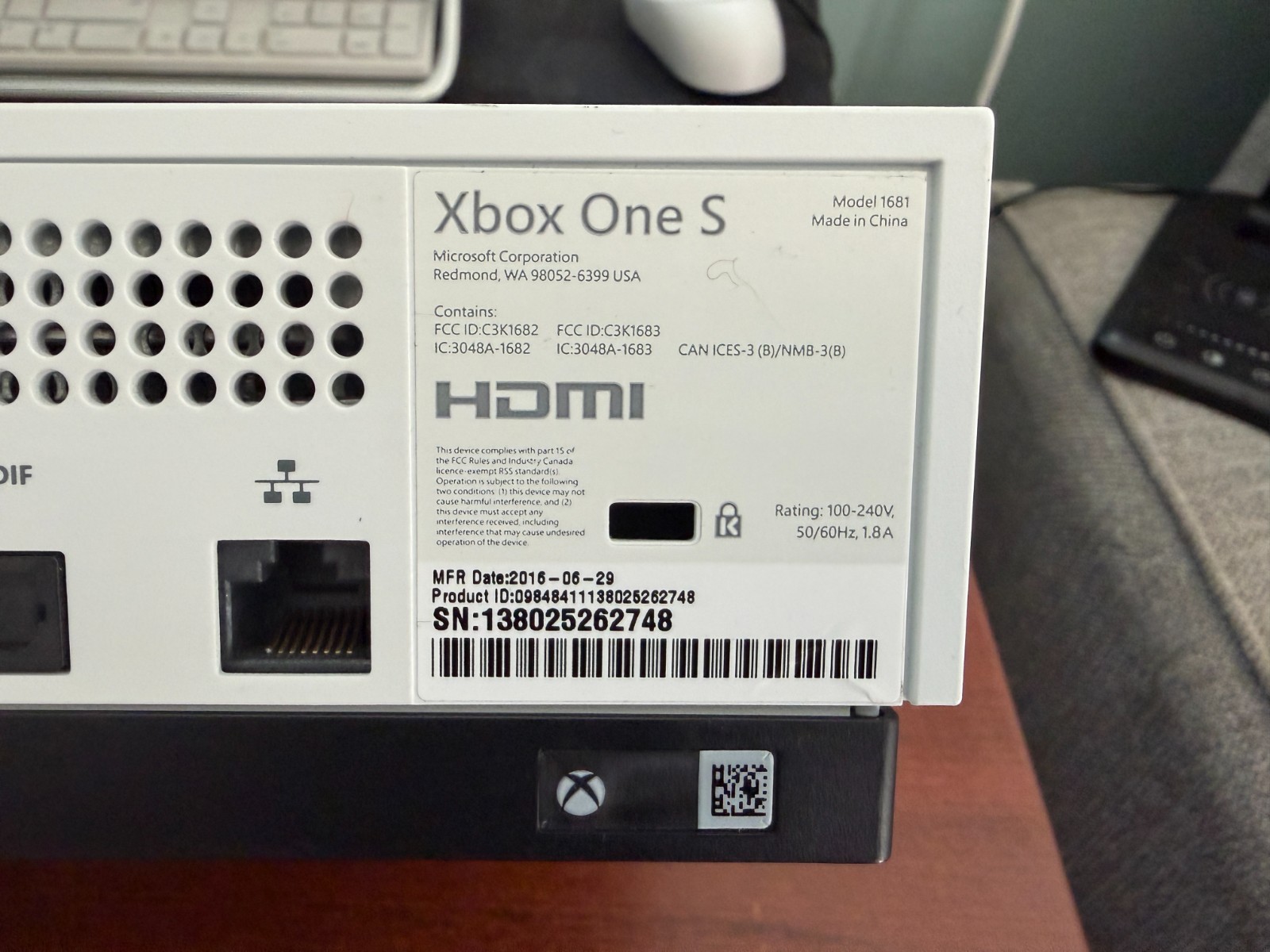 Microsoft Xbox One S 512GB White Console Only 1681 Tested Working – w/ RDR Game
