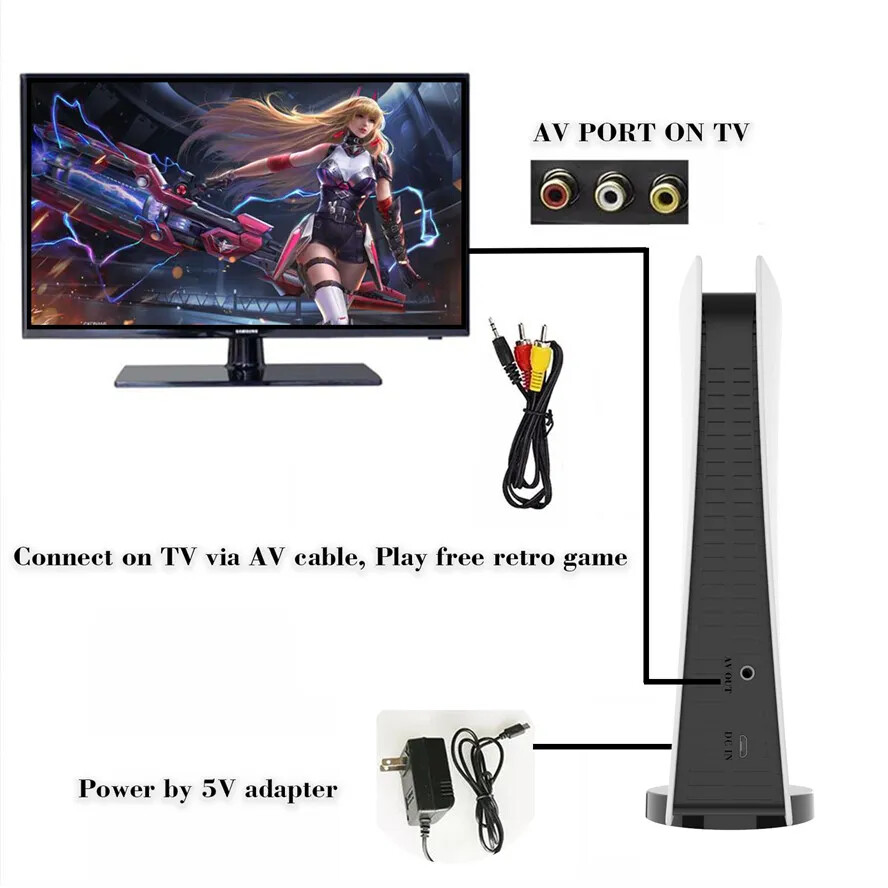 Retro game console, with 1,280 built-in games and dual game controllers