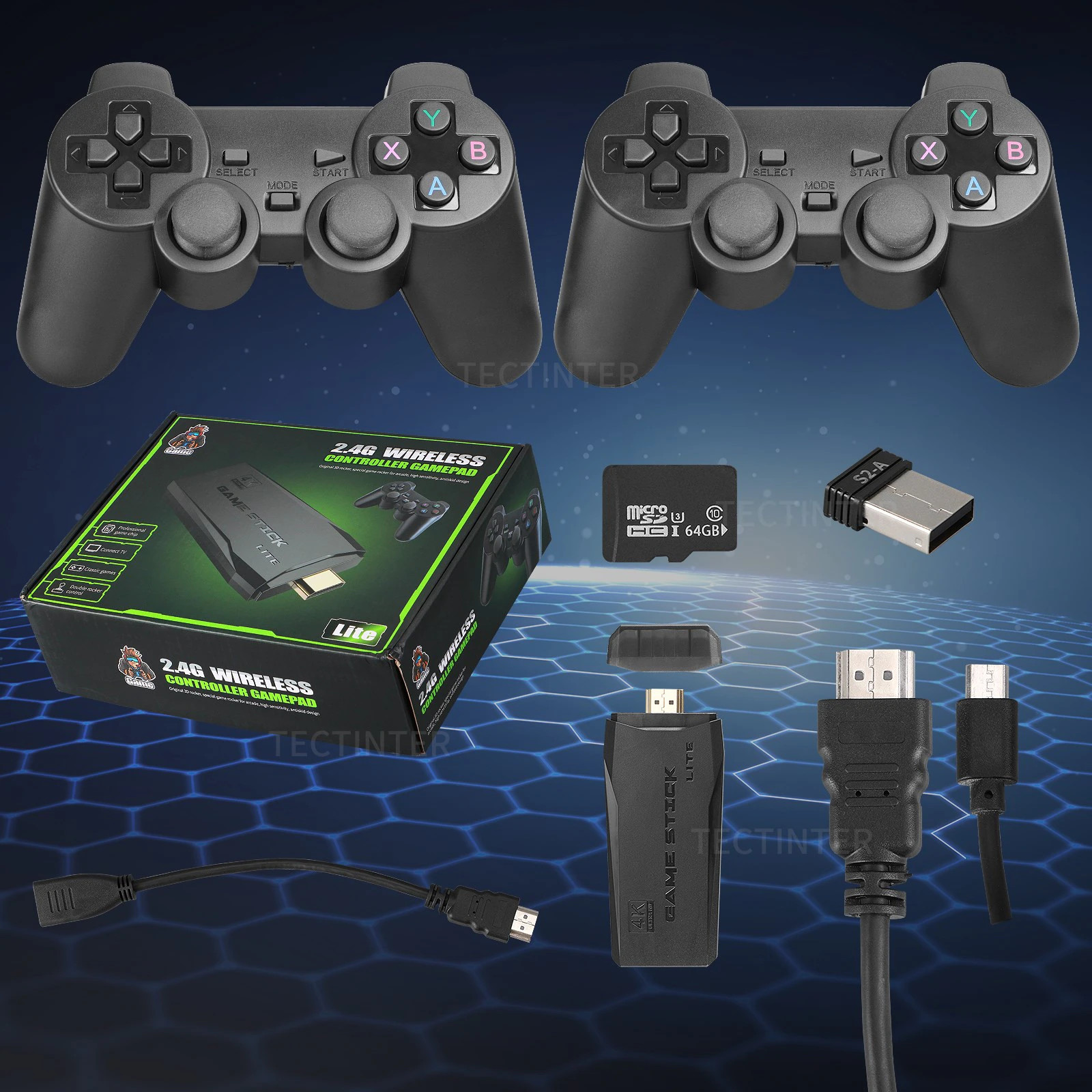 Game Console Wireless Controller Built-In 10,000 Games PS1/FC/GBA